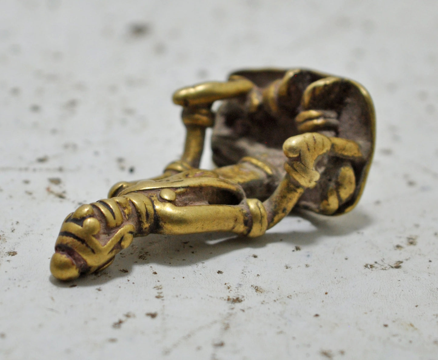 Antique Brass Tribal God Figurine Original Old Hand Crafted Engraved