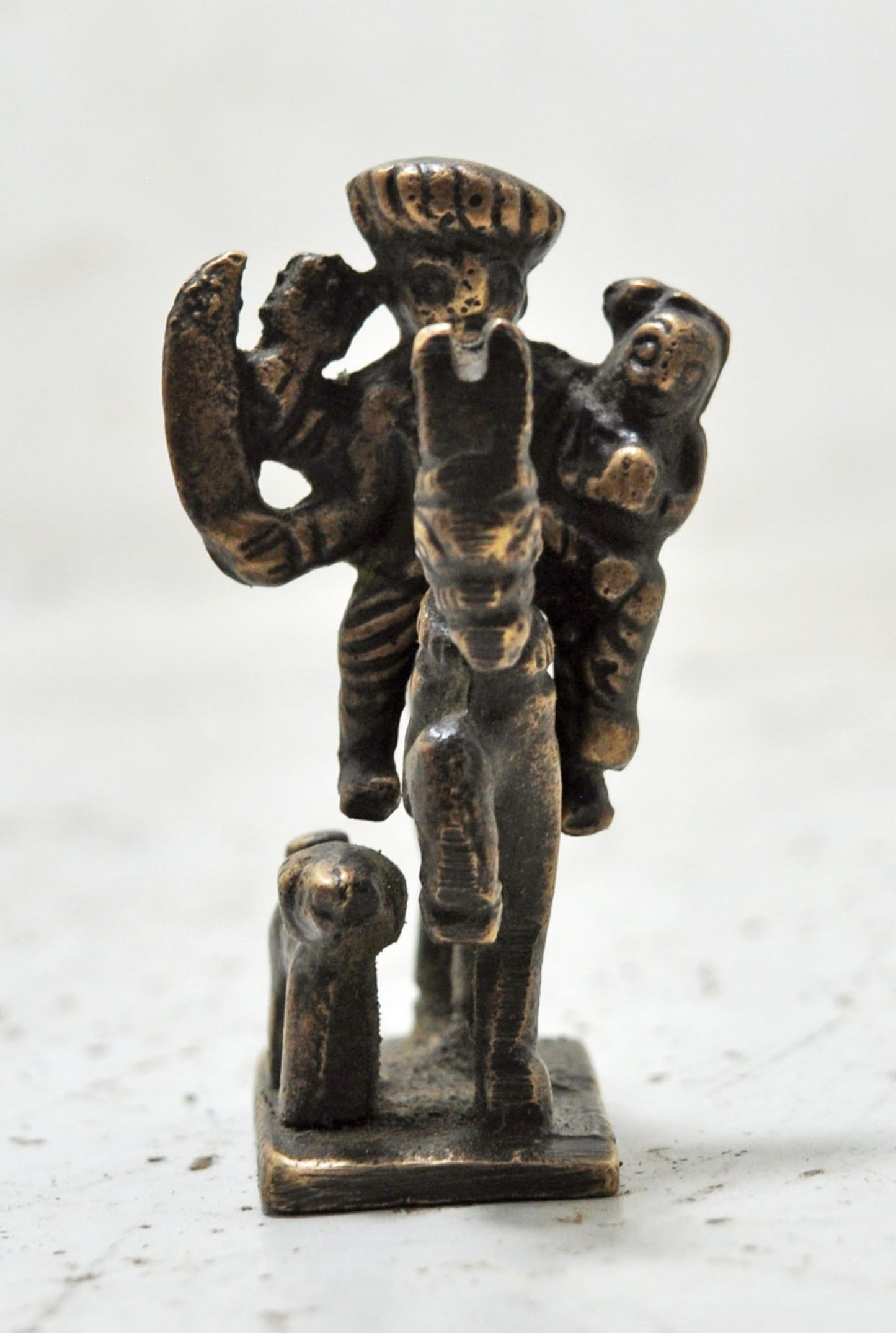 Antique Brass Tribal Horse on Rider Figurine Original Old Hand Crafted Engraved