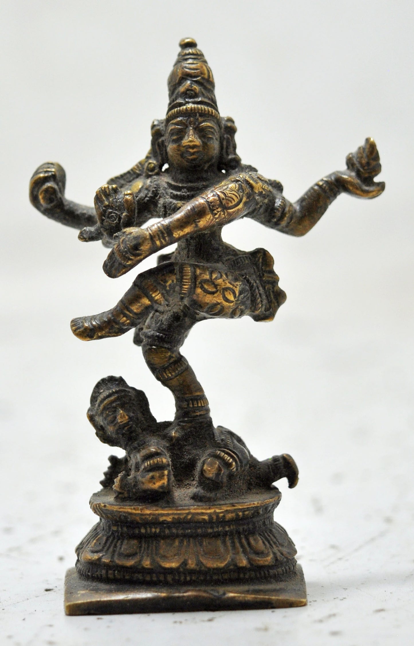Antique Brass Dancing God Shiva Nataraj Idol Figurine Original Old Fine Engraved