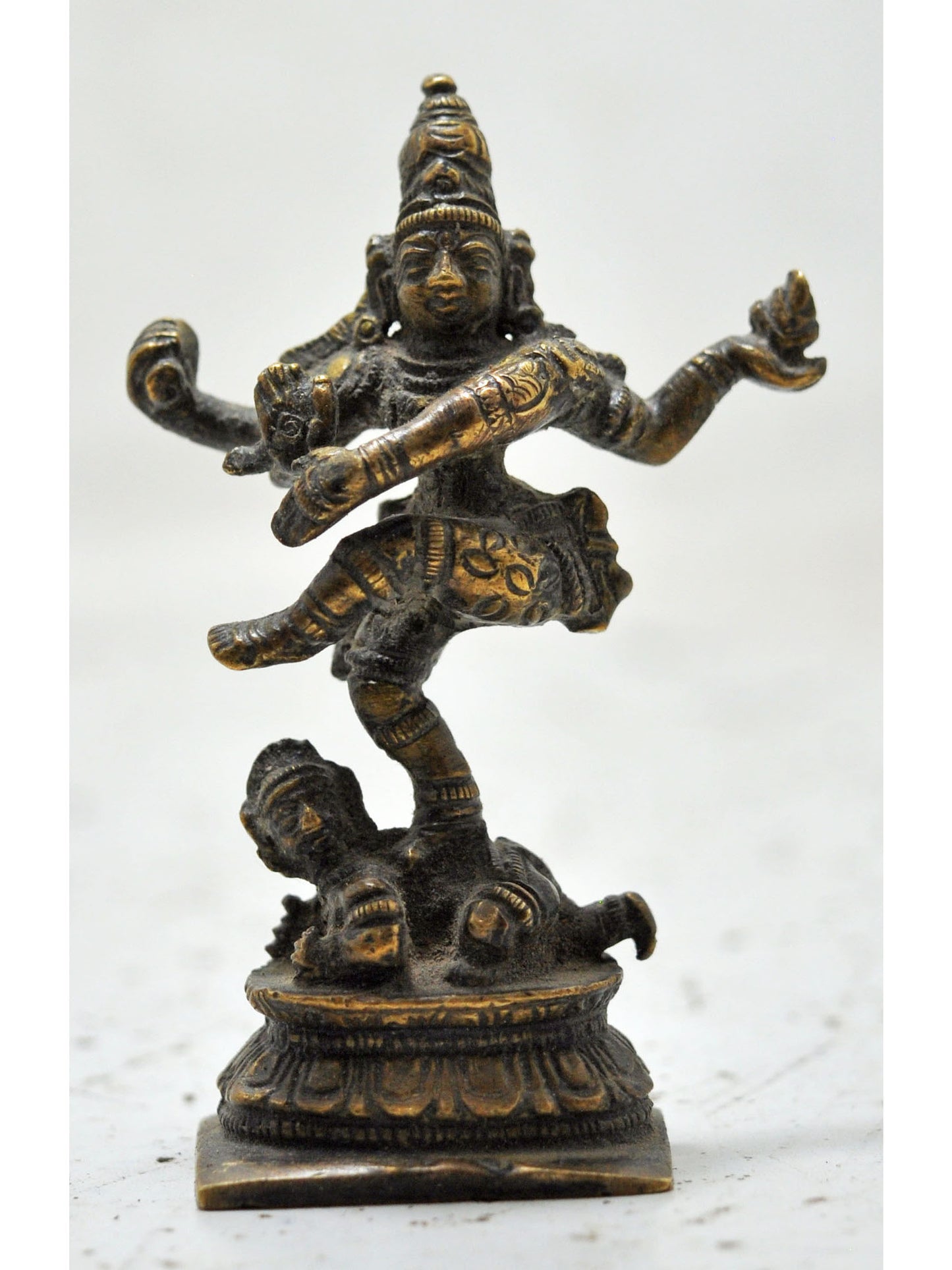 Antique Brass Dancing God Shiva Nataraj Idol Figurine Original Old Fine Engraved