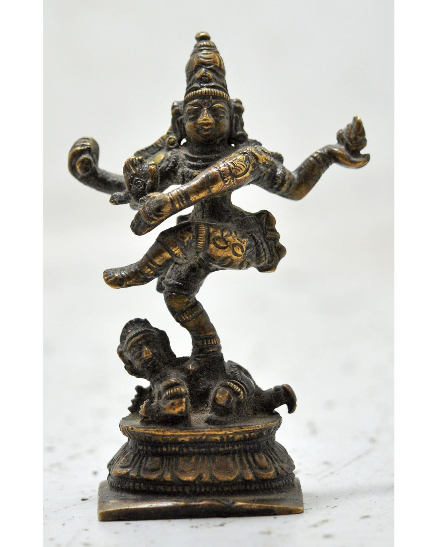Antique Brass Dancing God Shiva Nataraj Idol Figurine Original Old Fine Engraved