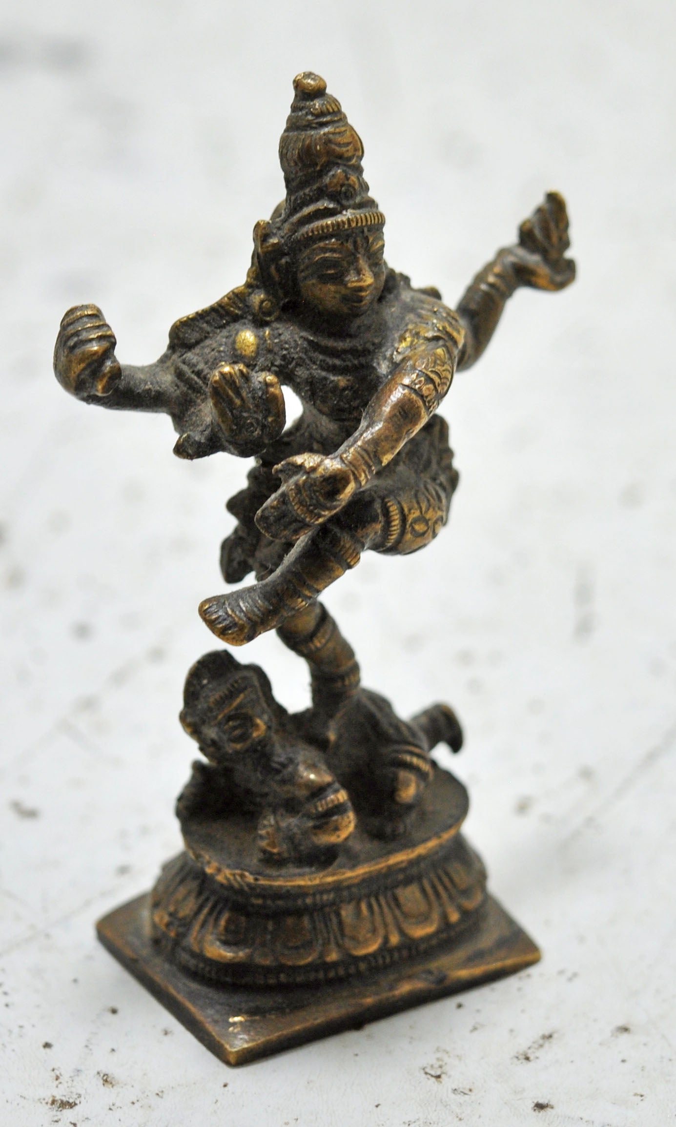 Antique Brass Dancing God Shiva Nataraj Idol Figurine Original Old Fine Engraved
