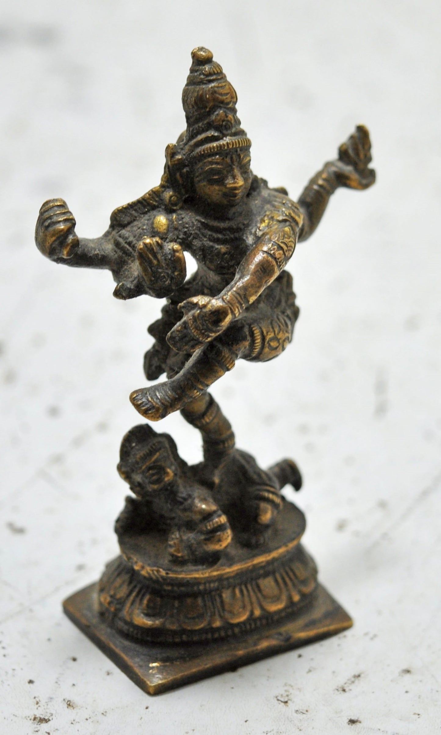 Antique Brass Dancing God Shiva Nataraj Idol Figurine Original Old Fine Engraved