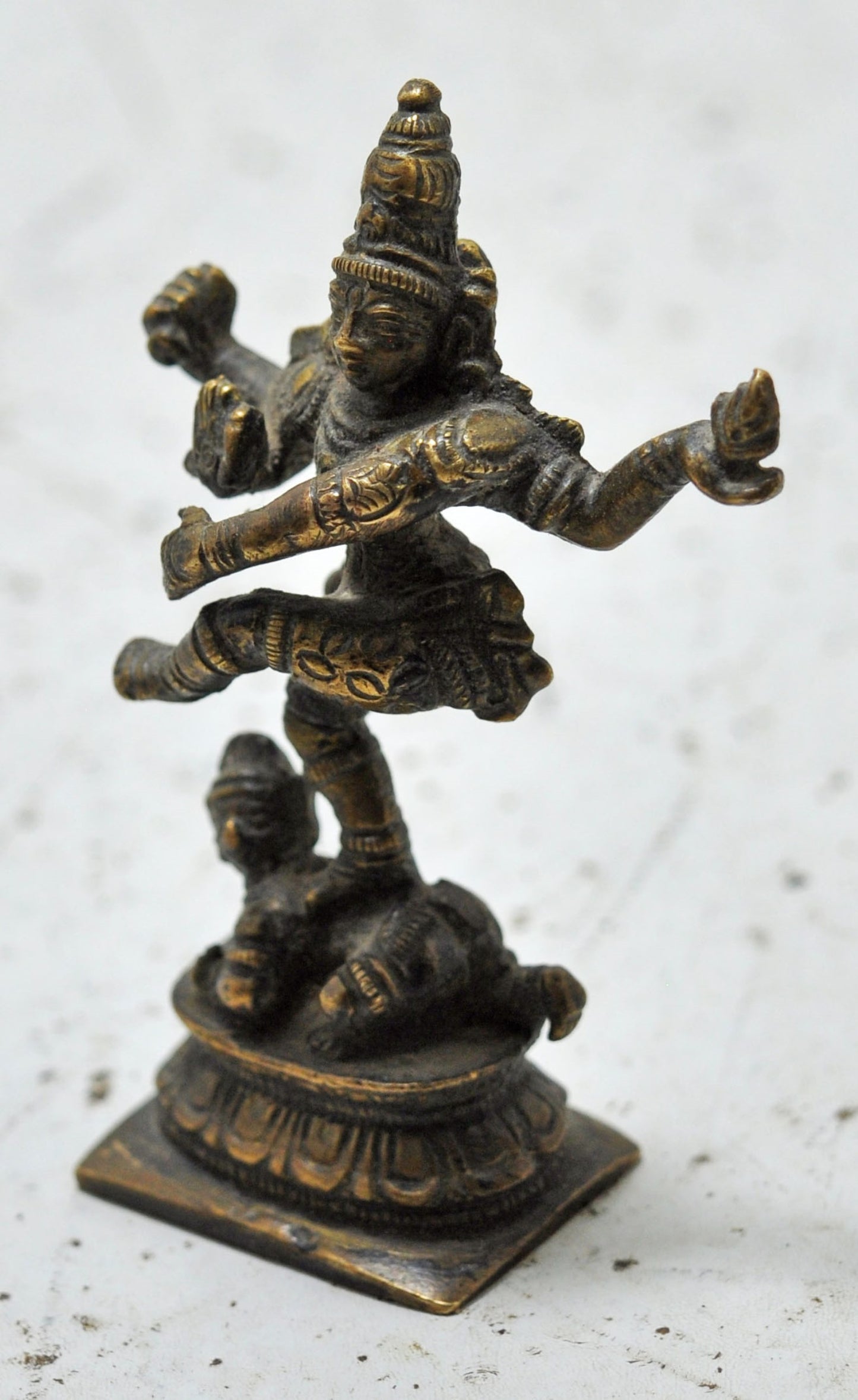 Antique Brass Dancing God Shiva Nataraj Idol Figurine Original Old Fine Engraved