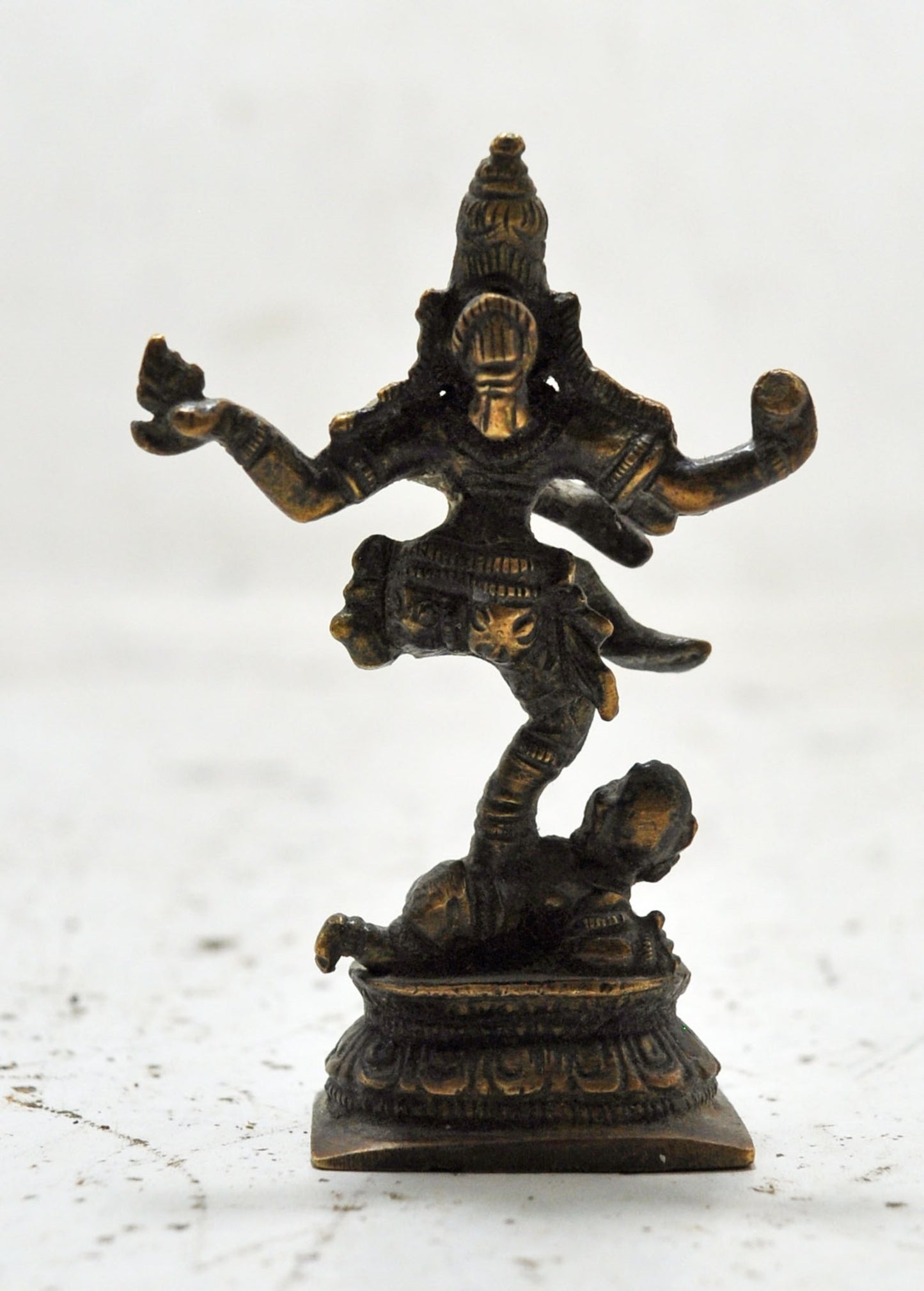Antique Brass Dancing God Shiva Nataraj Idol Figurine Original Old Fine Engraved