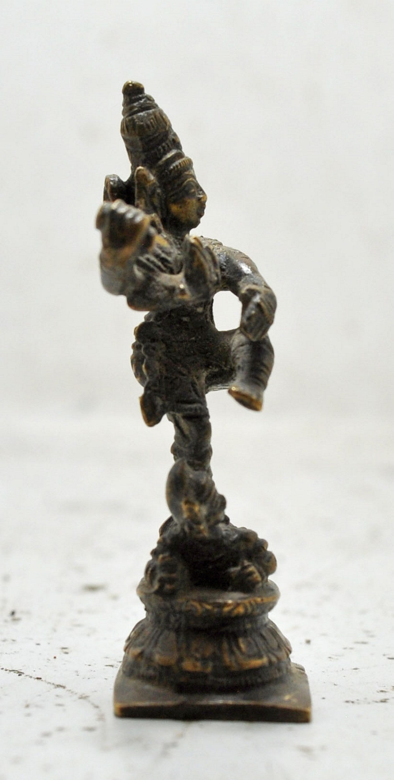 Antique Brass Dancing God Shiva Nataraj Idol Figurine Original Old Fine Engraved