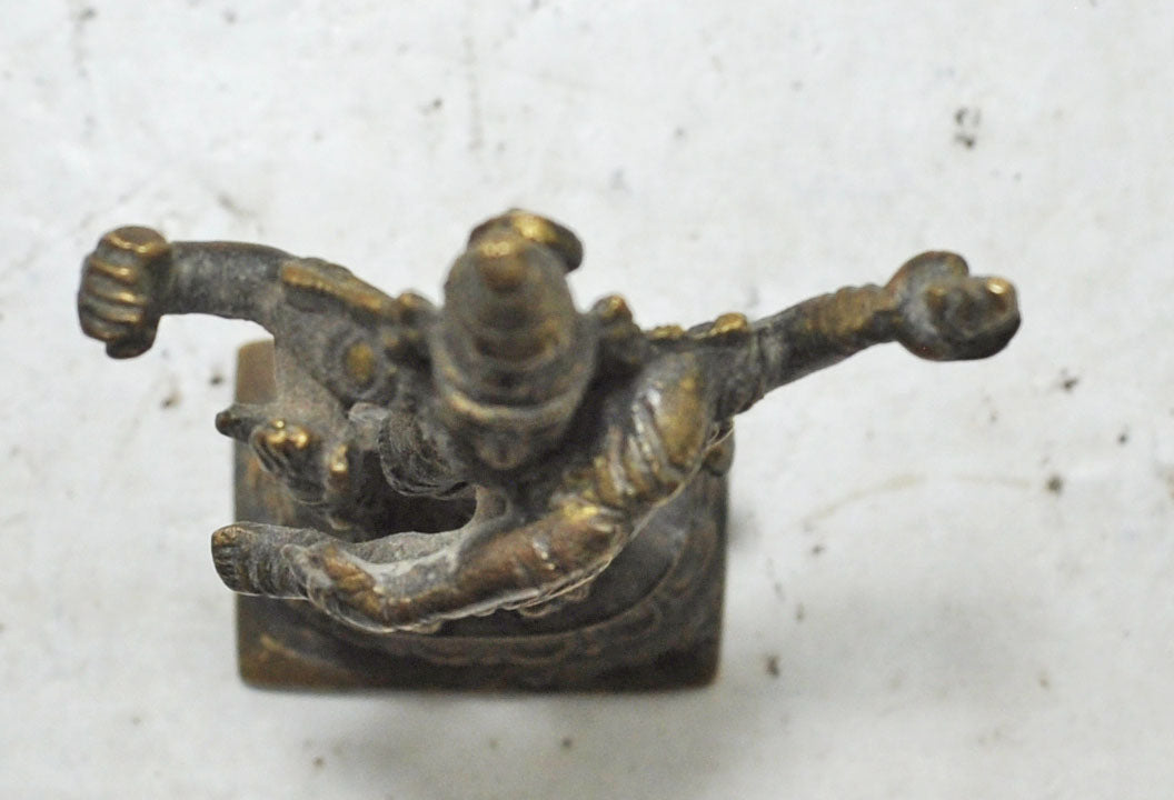 Antique Brass Dancing God Shiva Nataraj Idol Figurine Original Old Fine Engraved