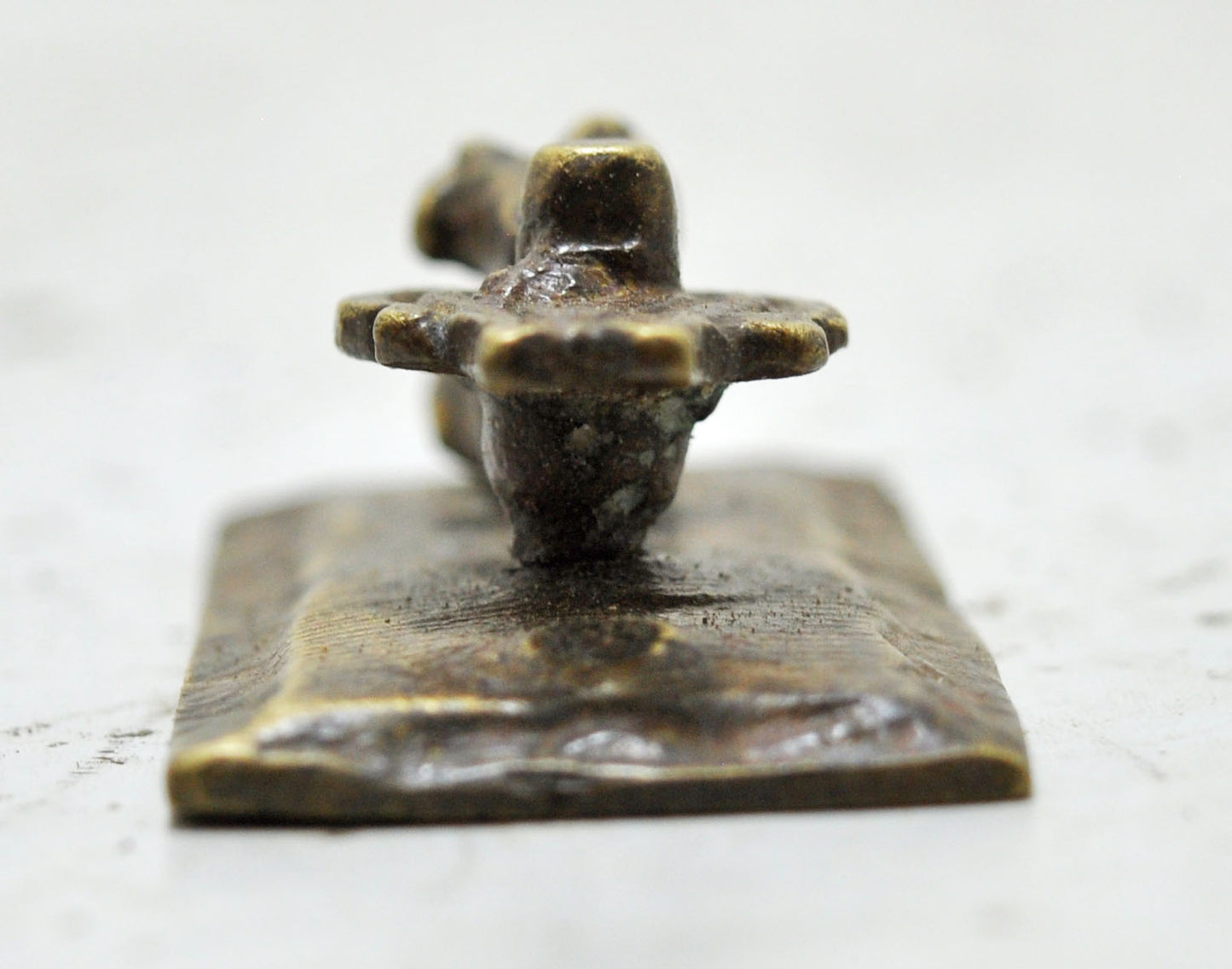 Antique Brass God Shiva Linga and Nandi Idol Figurine Original Old Fine Engraved