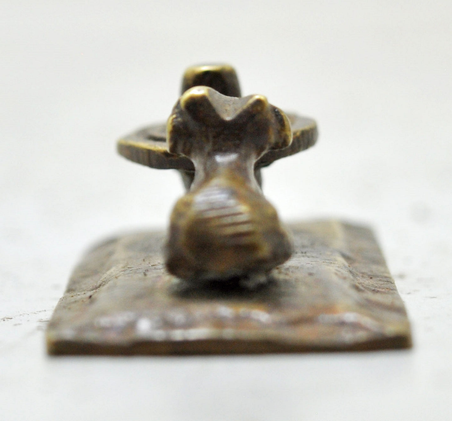 Antique Brass God Shiva Linga and Nandi Idol Figurine Original Old Fine Engraved