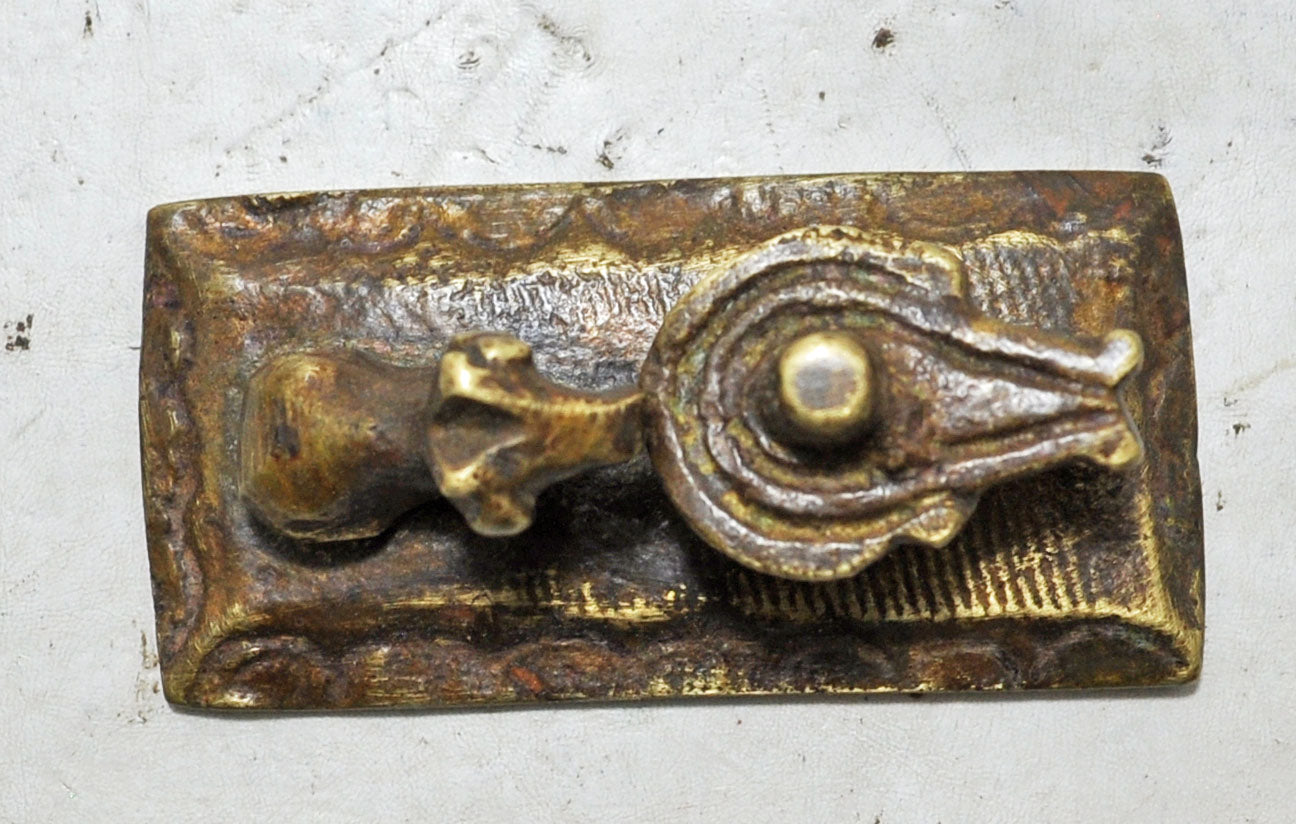 Antique Brass God Shiva Linga and Nandi Idol Figurine Original Old Fine Engraved