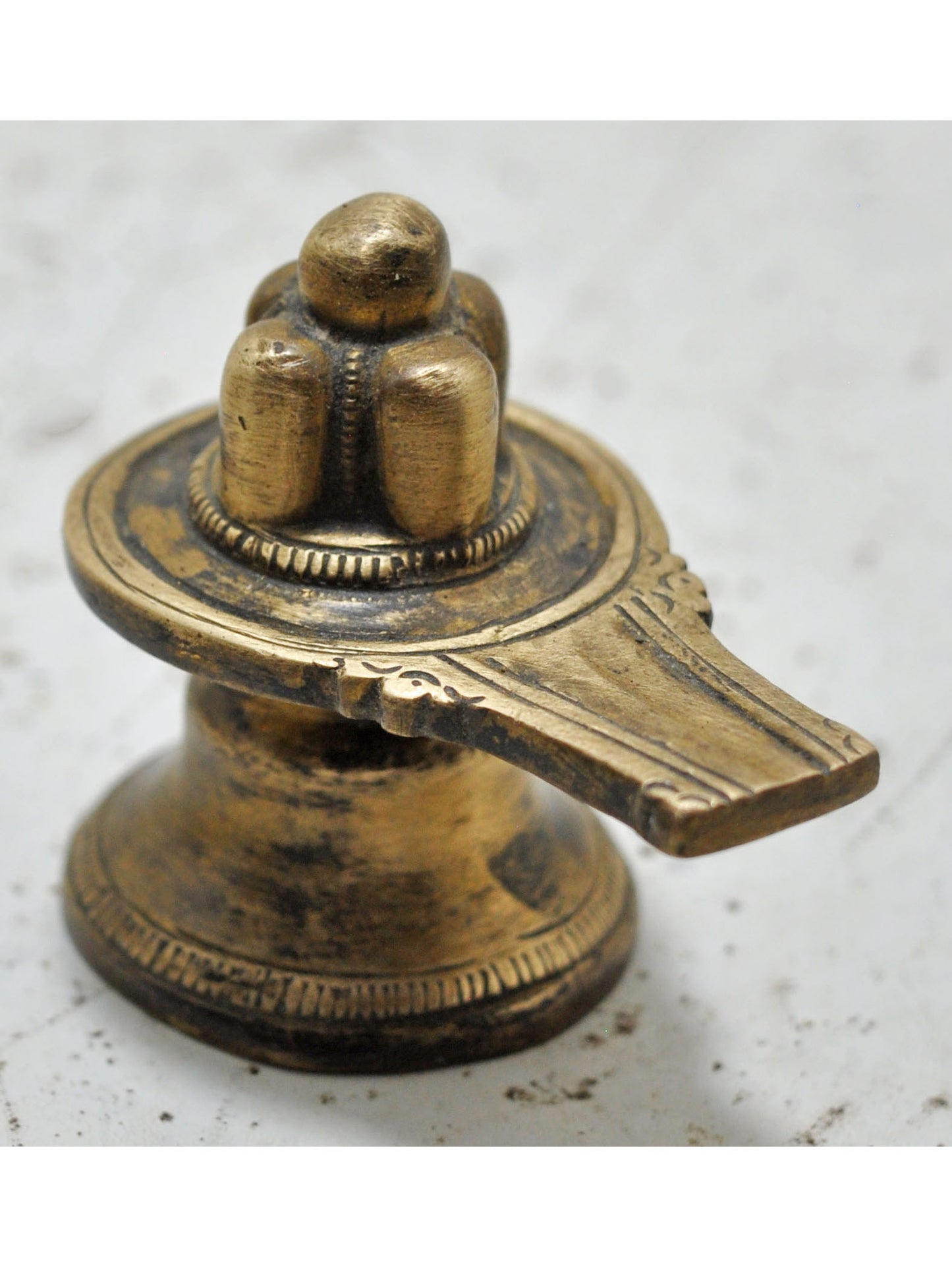 Antique Brass God Shiva Linga Idol Figurine Original Old Hand Crafted Engraved