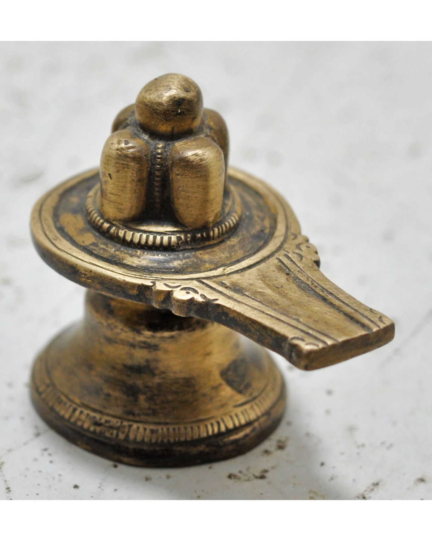 Antique Brass God Shiva Linga Idol Figurine Original Old Hand Crafted Engraved