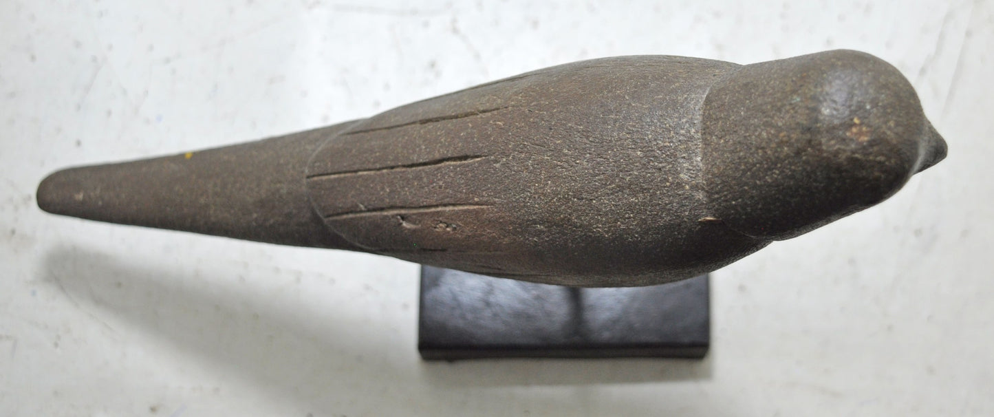 Vintage Wooden Parrot Bird Figurine on Stand Original Old Hand Carved