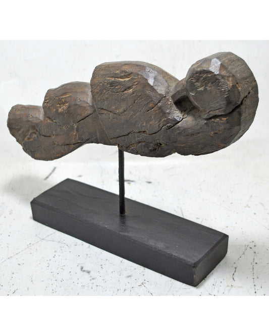 Vintage Wooden Parrot Bird Figurine on Stand Original Old Hand Carved