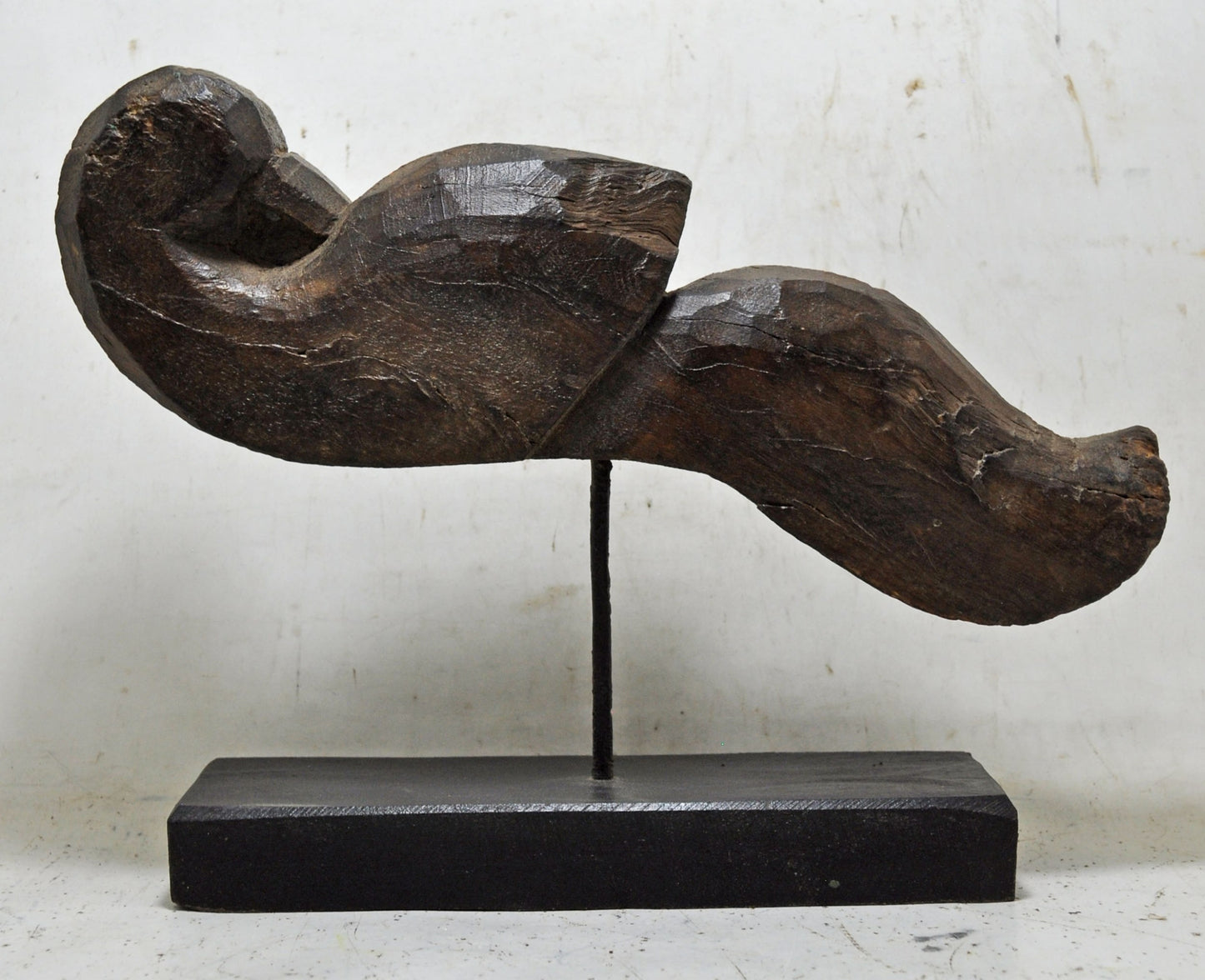 Vintage Wooden Parrot Bird Figurine on Stand Original Old Hand Carved