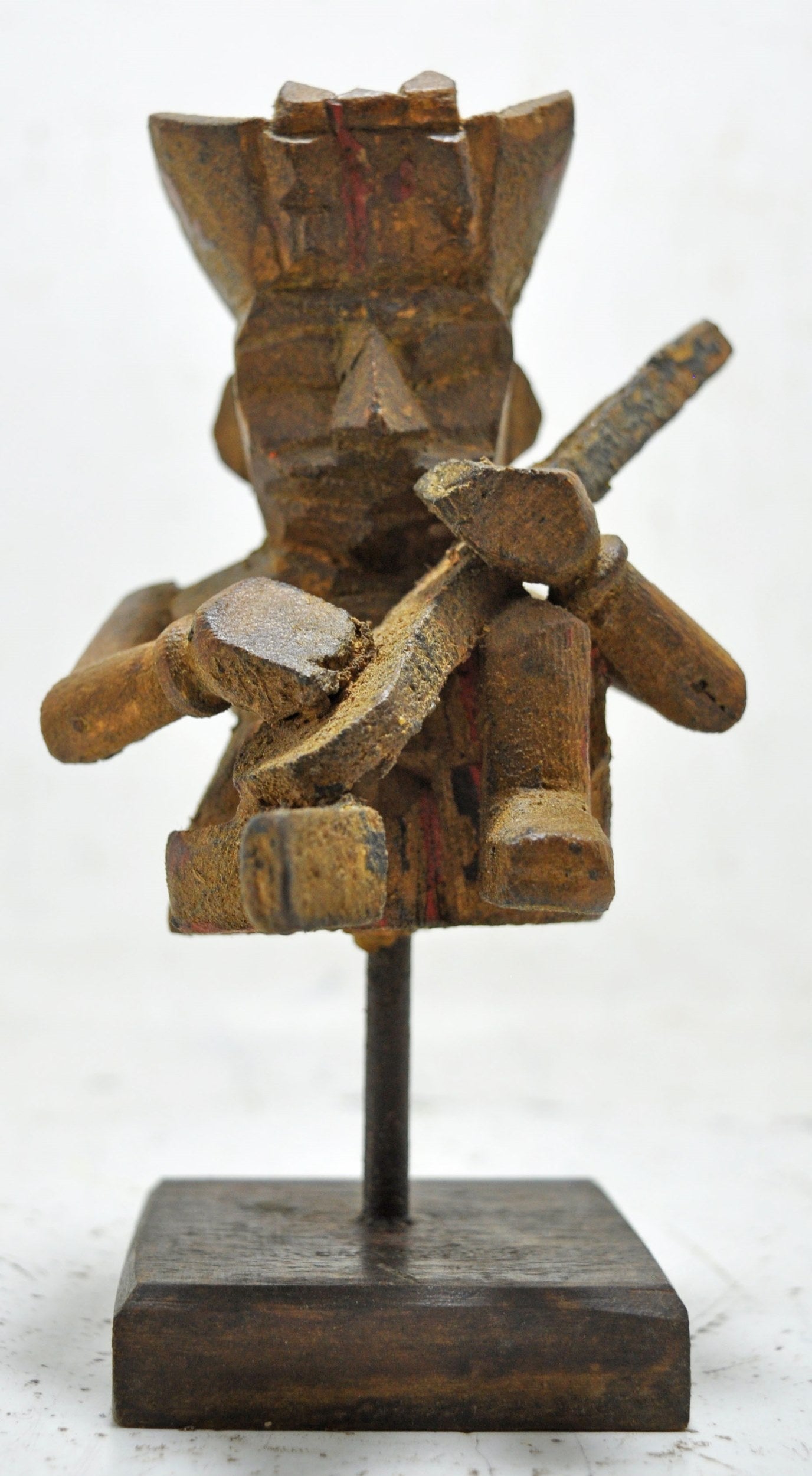 Vintage Wooden Musician Man Figurine Original Old Hand Carved Polychrome