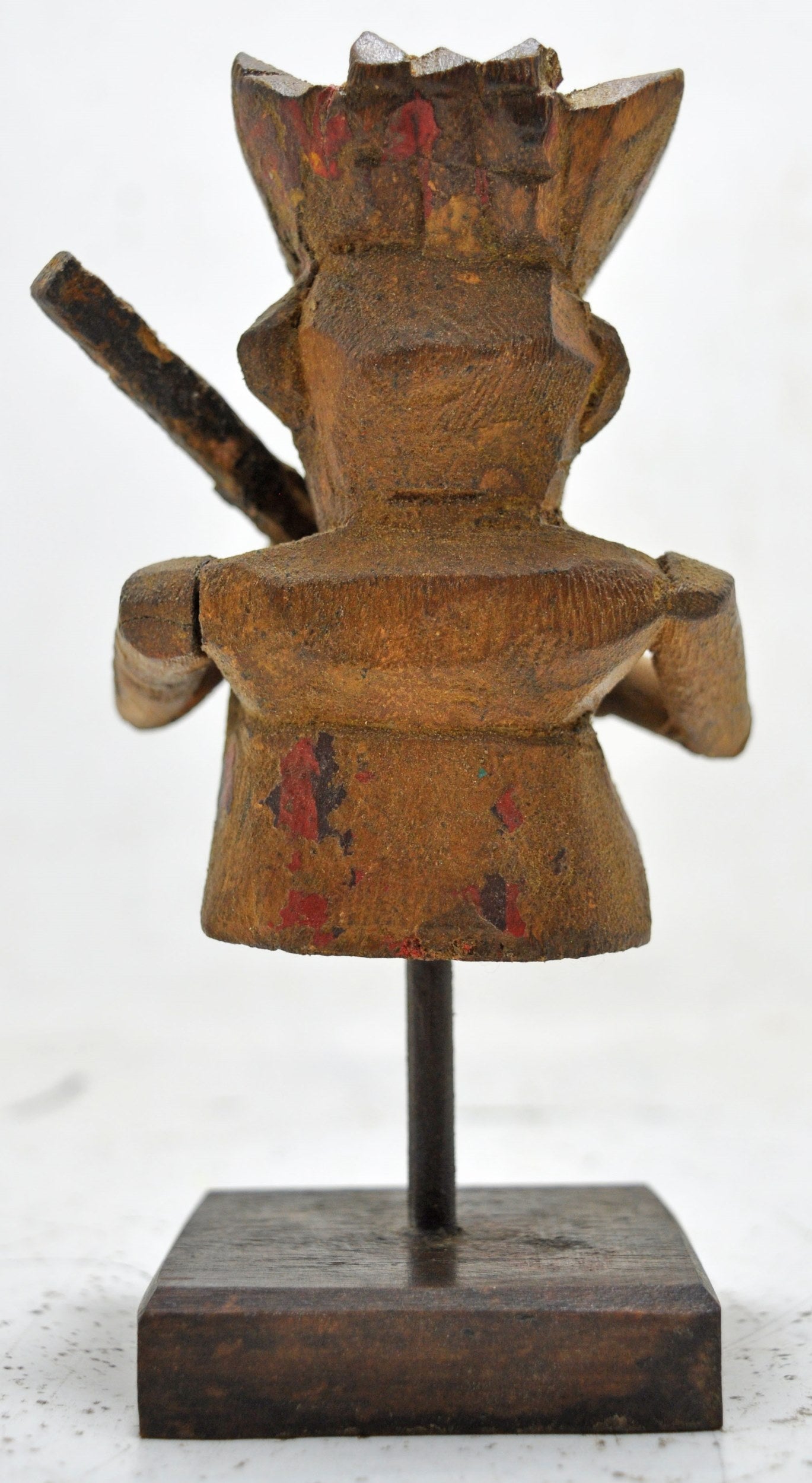 Vintage Wooden Musician Man Figurine Original Old Hand Carved Polychrome
