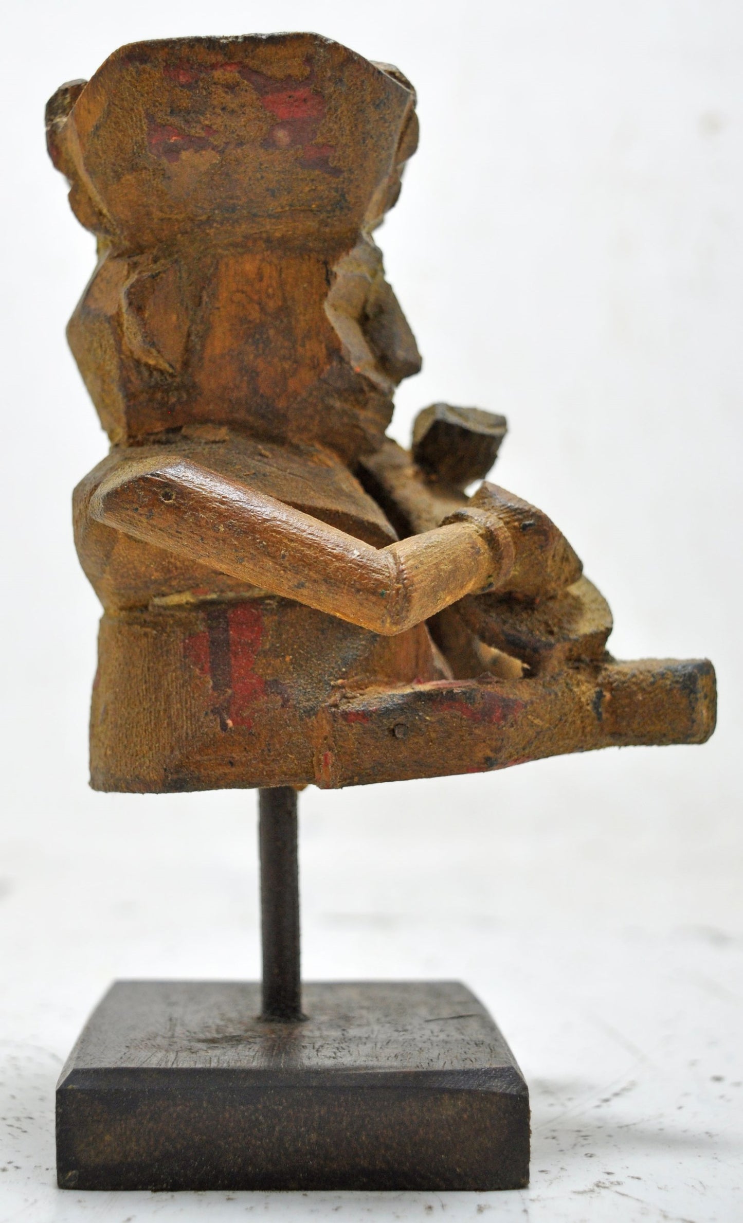 Vintage Wooden Musician Man Figurine Original Old Hand Carved Polychrome