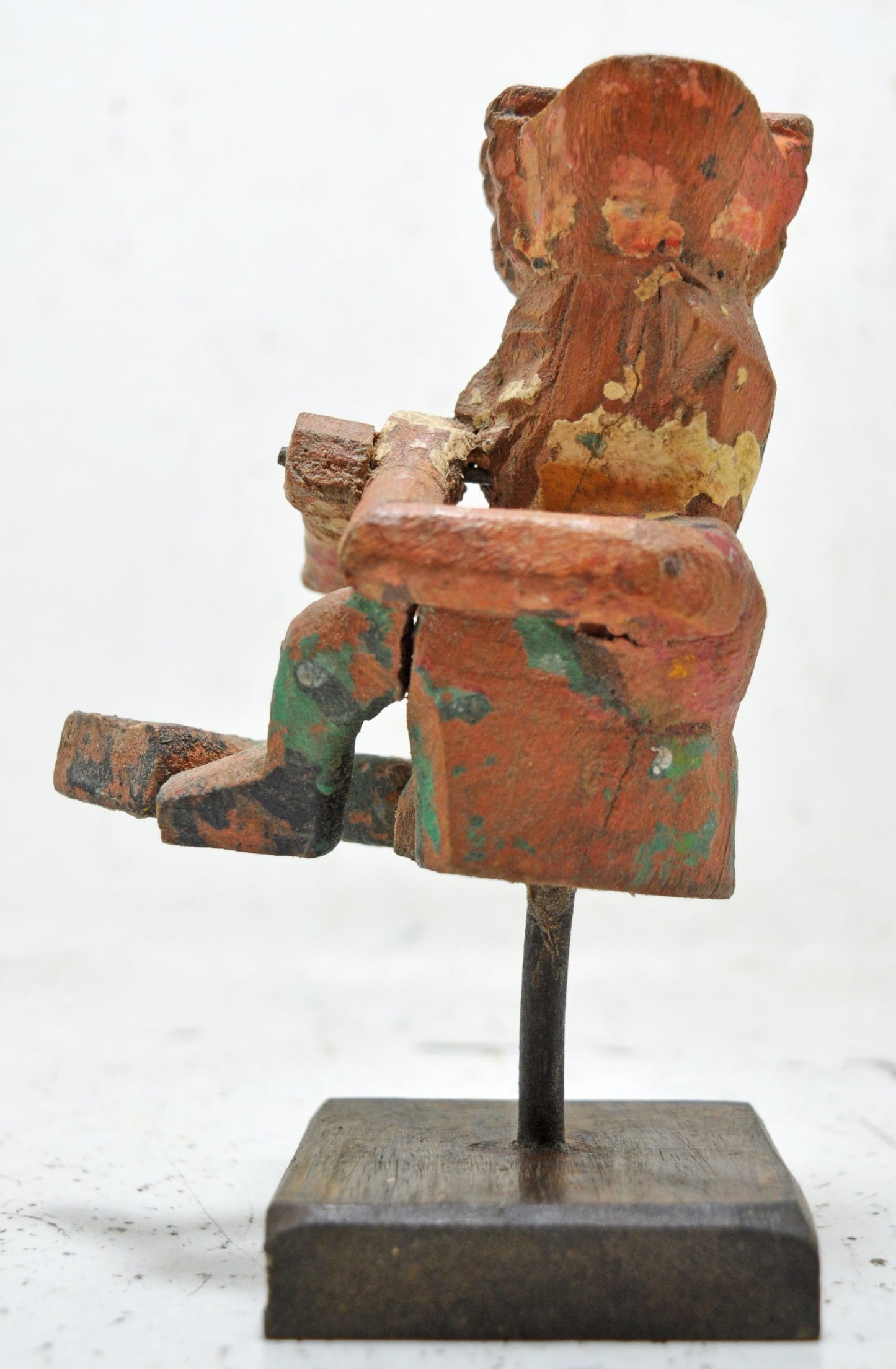 Vintage Wooden Musician Man Figurine Original Old Hand Carved Polychrome