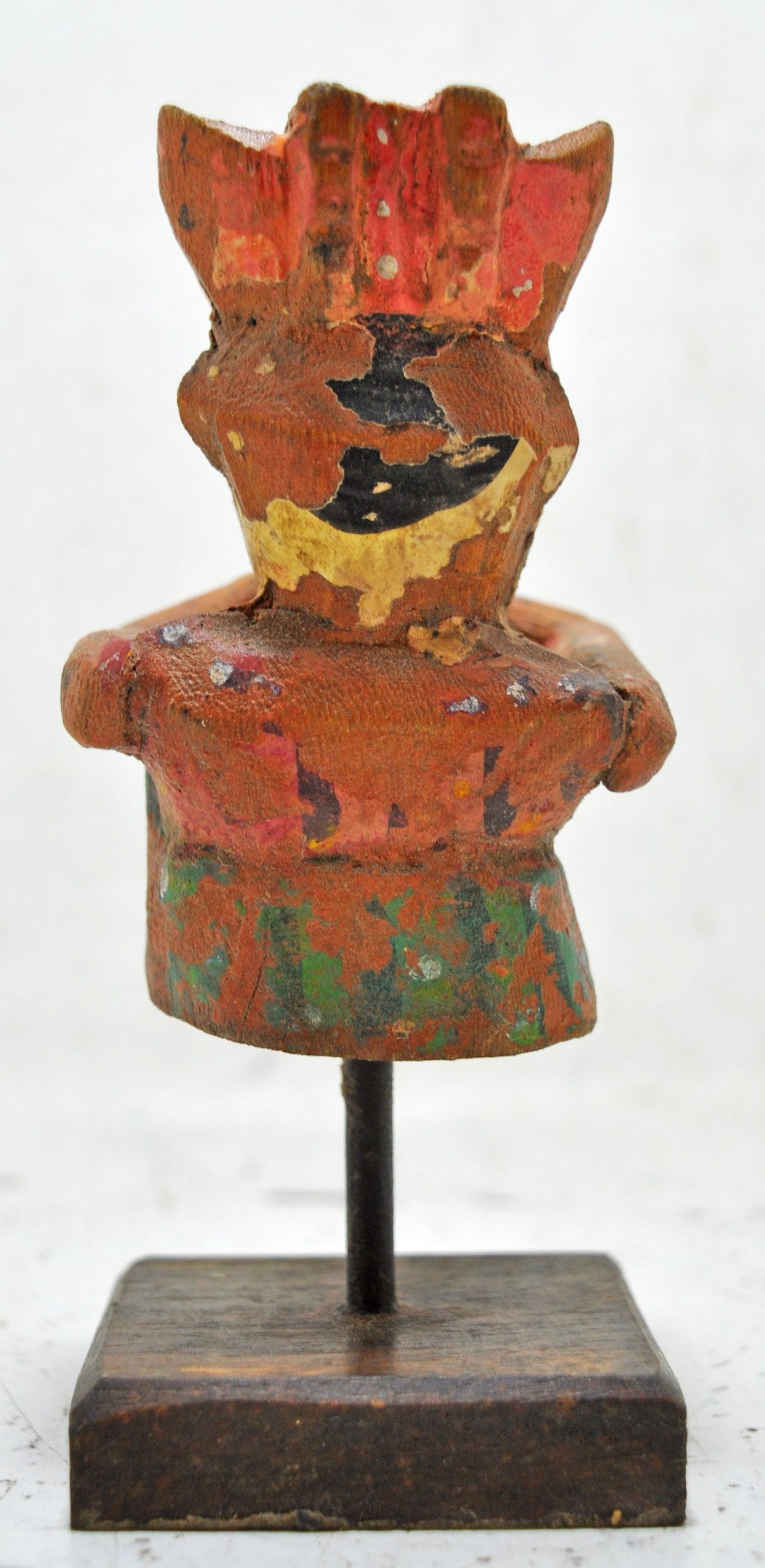 Vintage Wooden Musician Man Figurine Original Old Hand Carved Polychrome