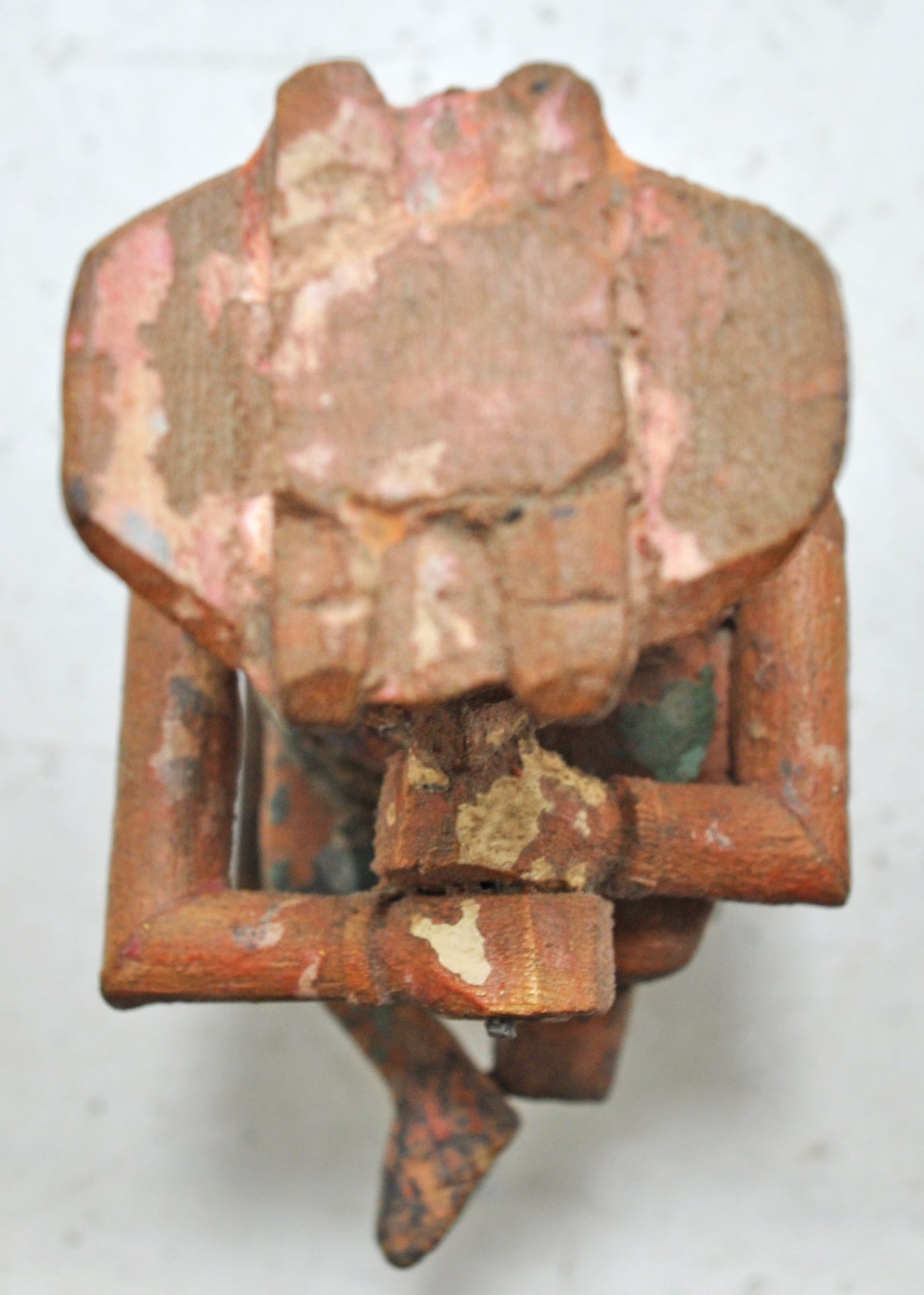 Vintage Wooden Musician Man Figurine Original Old Hand Carved Polychrome