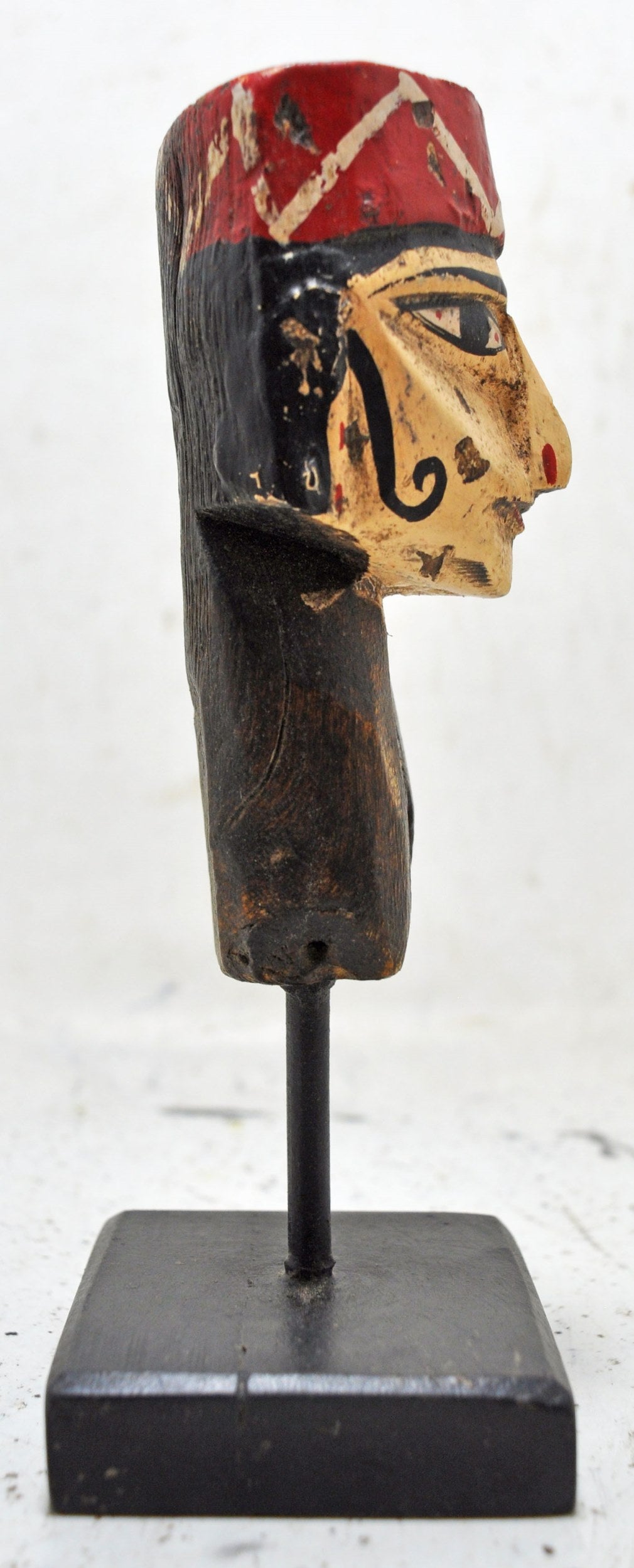 Vintage Wooden Puppet Head Face Bust Original Old Hand Carved Painted