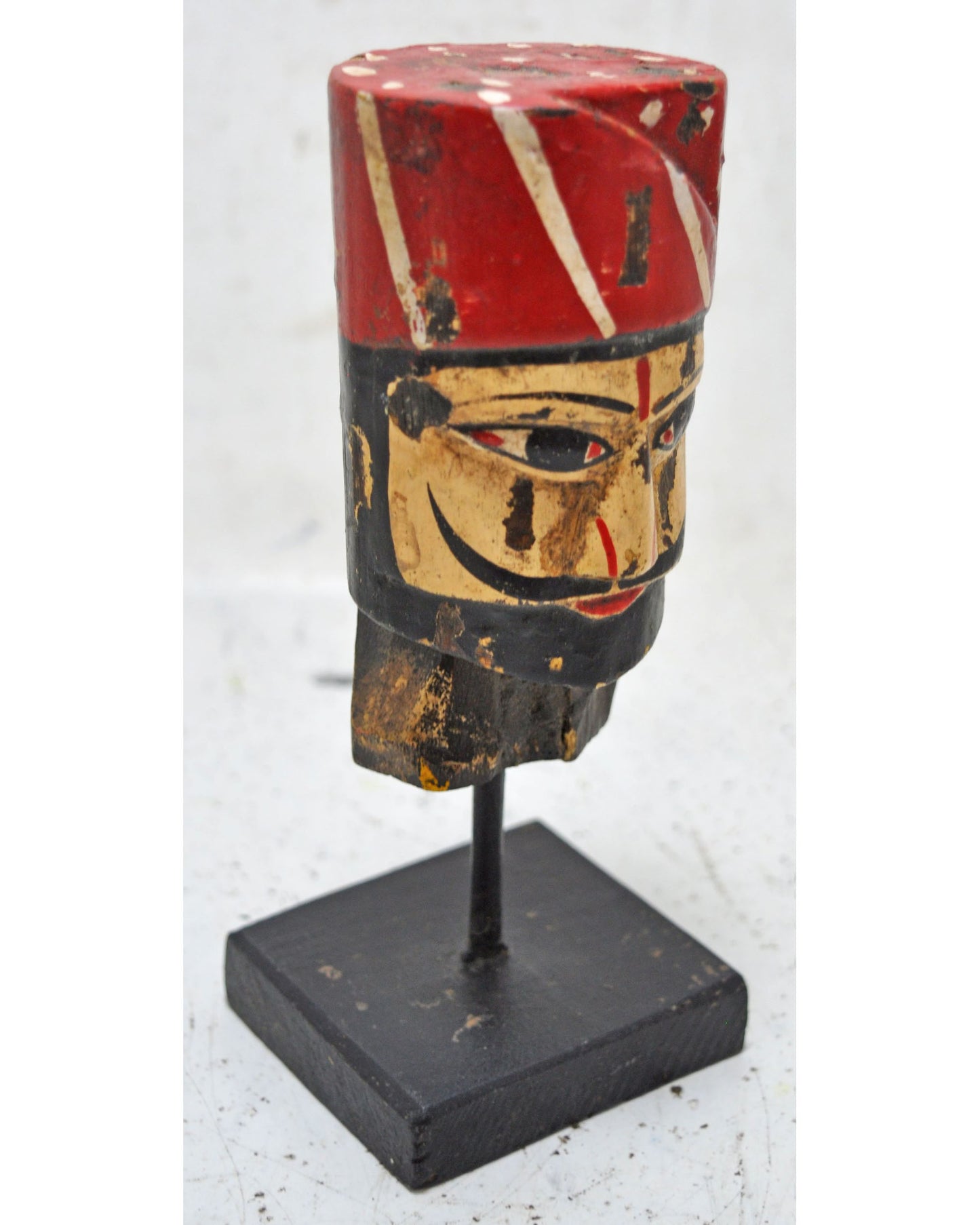 Vintage Wooden Puppet Head Face Bust Original Old Hand Carved Painted