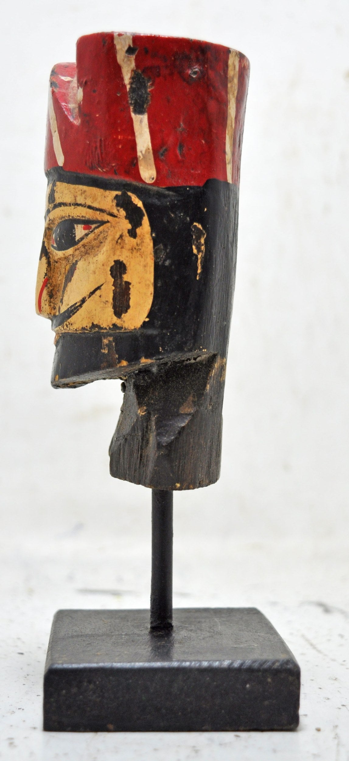 Vintage Wooden Puppet Head Face Bust Original Old Hand Carved Painted