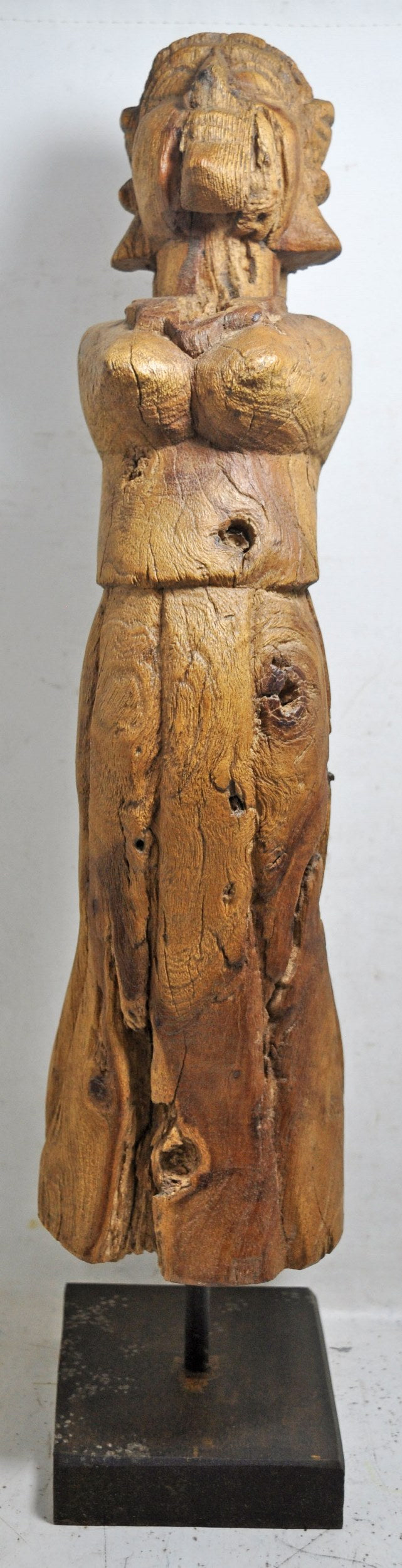 Antique Wooden Large Size Woman Lady Figurine Original Old Fine Hand Carved