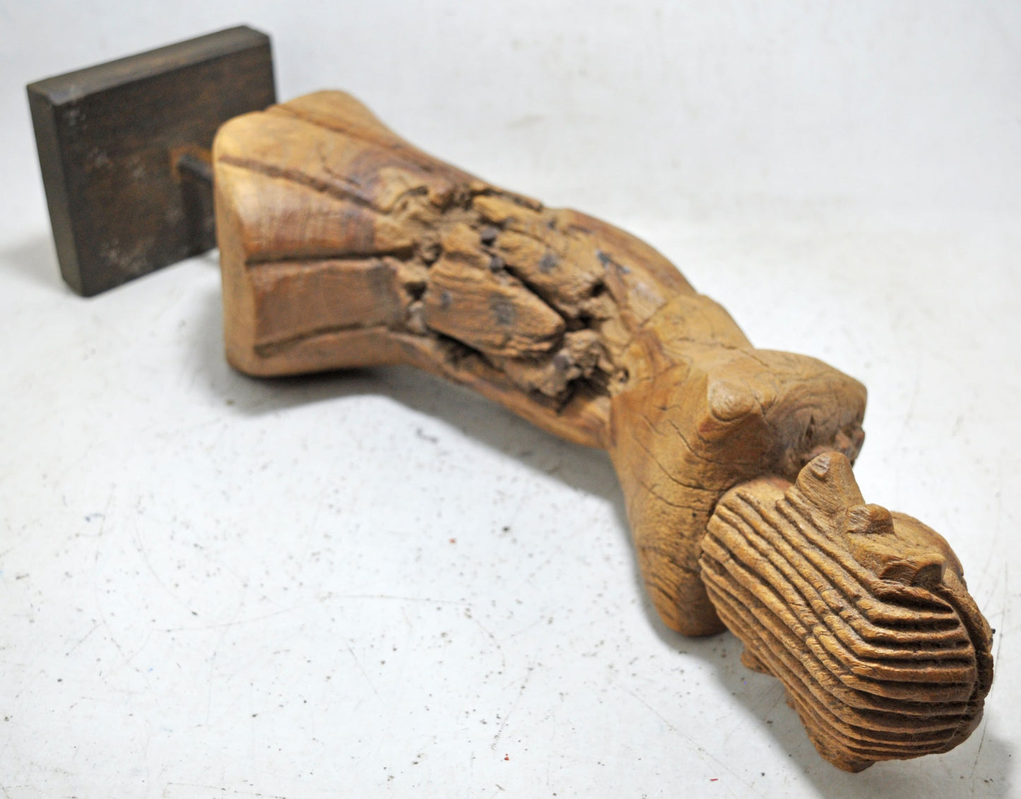Antique Wooden Large Size Woman Lady Figurine Original Old Fine Hand Carved