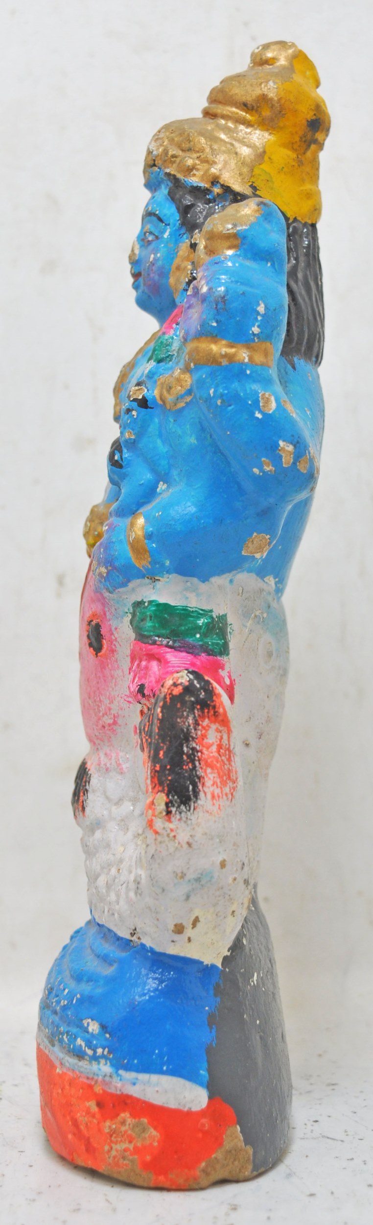 Antique Terracotta God Vishnu Idol Figurine Original Old Hand Crafted Painted
