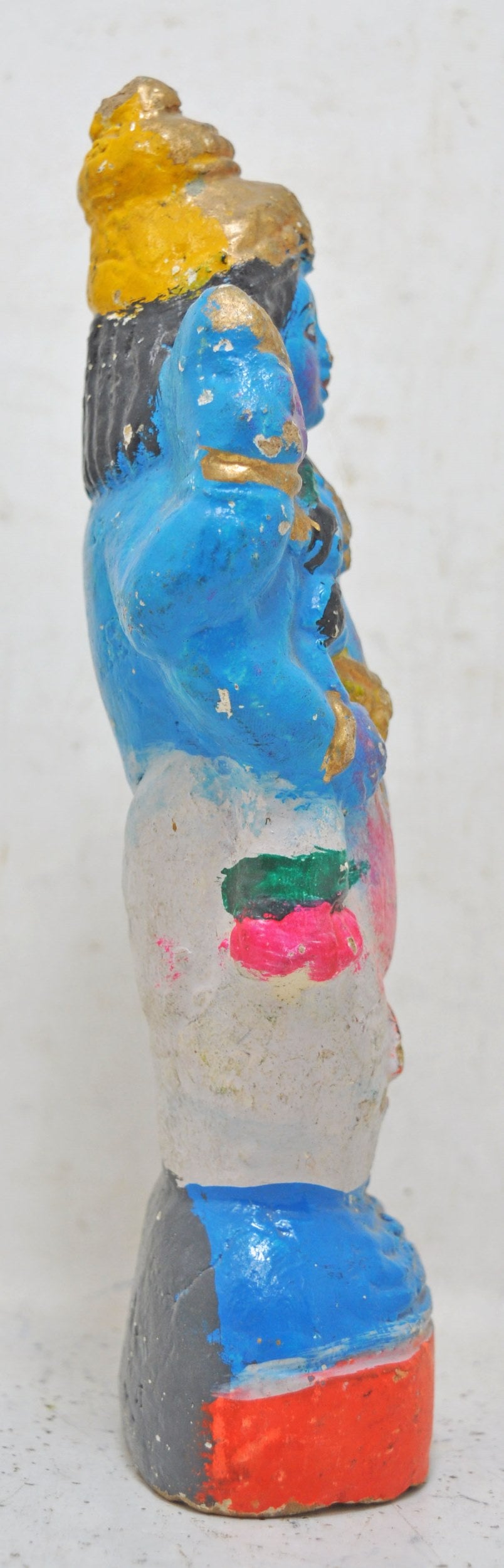 Antique Terracotta God Vishnu Idol Figurine Original Old Hand Crafted Painted