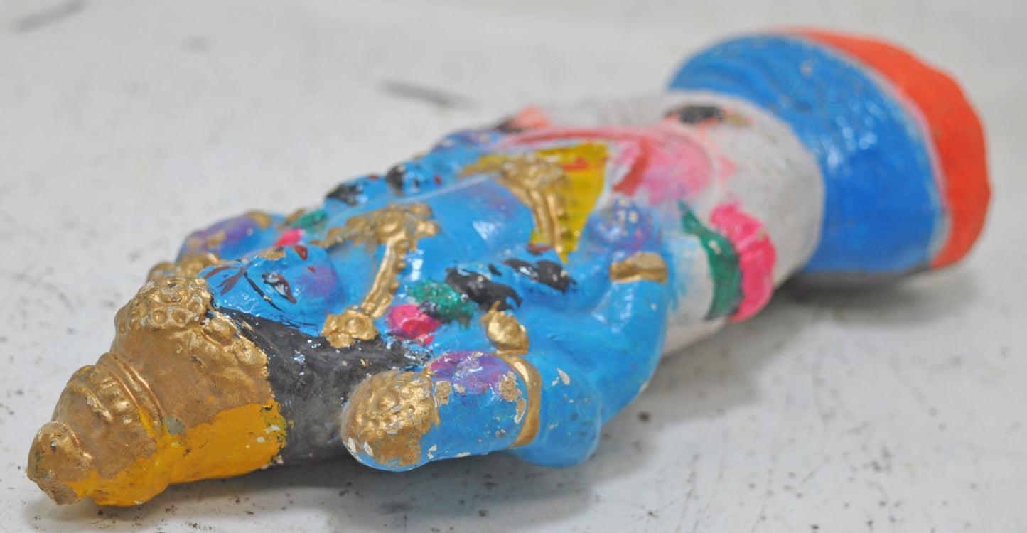 Antique Terracotta God Vishnu Idol Figurine Original Old Hand Crafted Painted