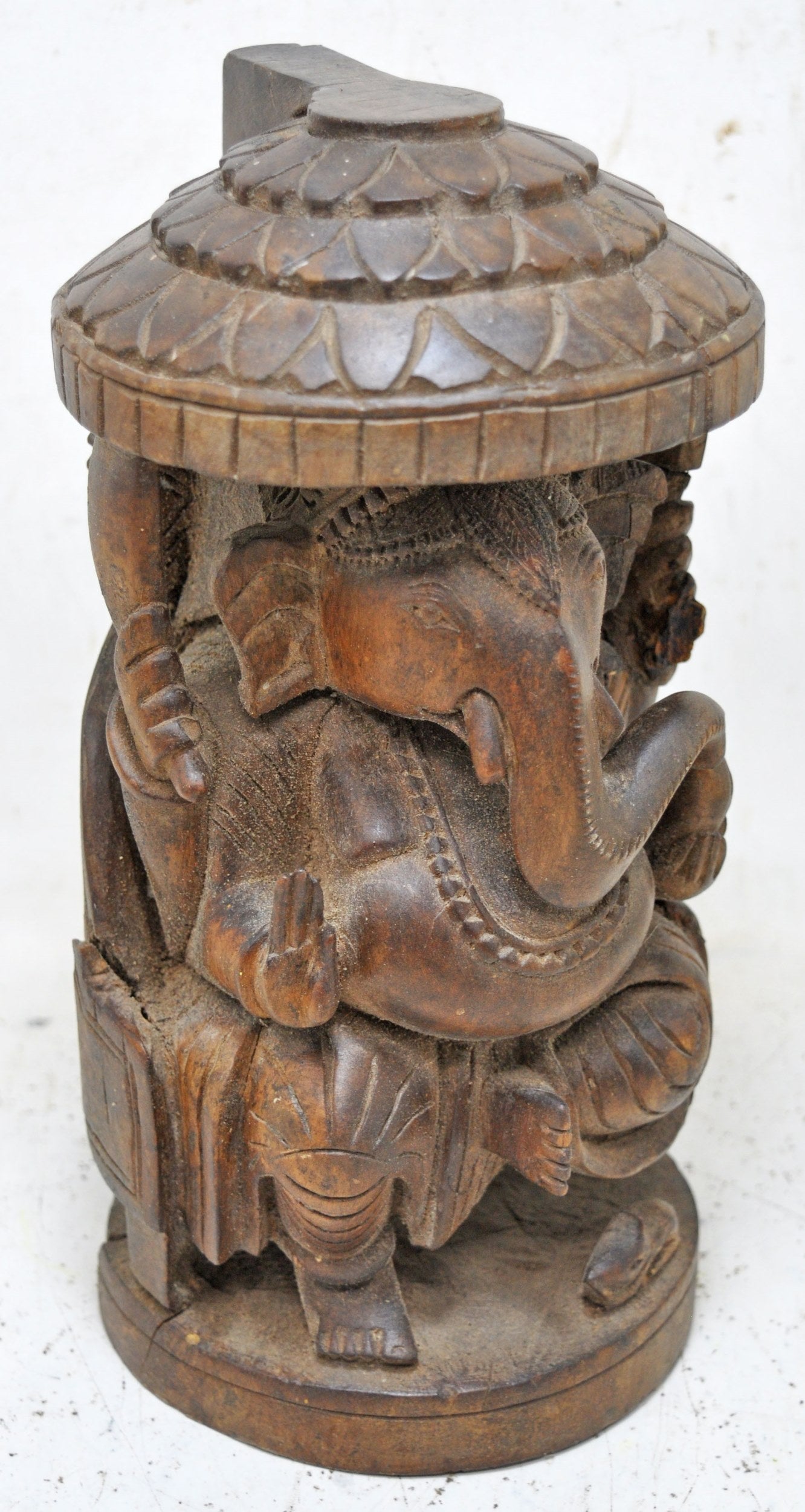 Antique Wooden God Ganesha Idol Figurine Original Old Hand Carved