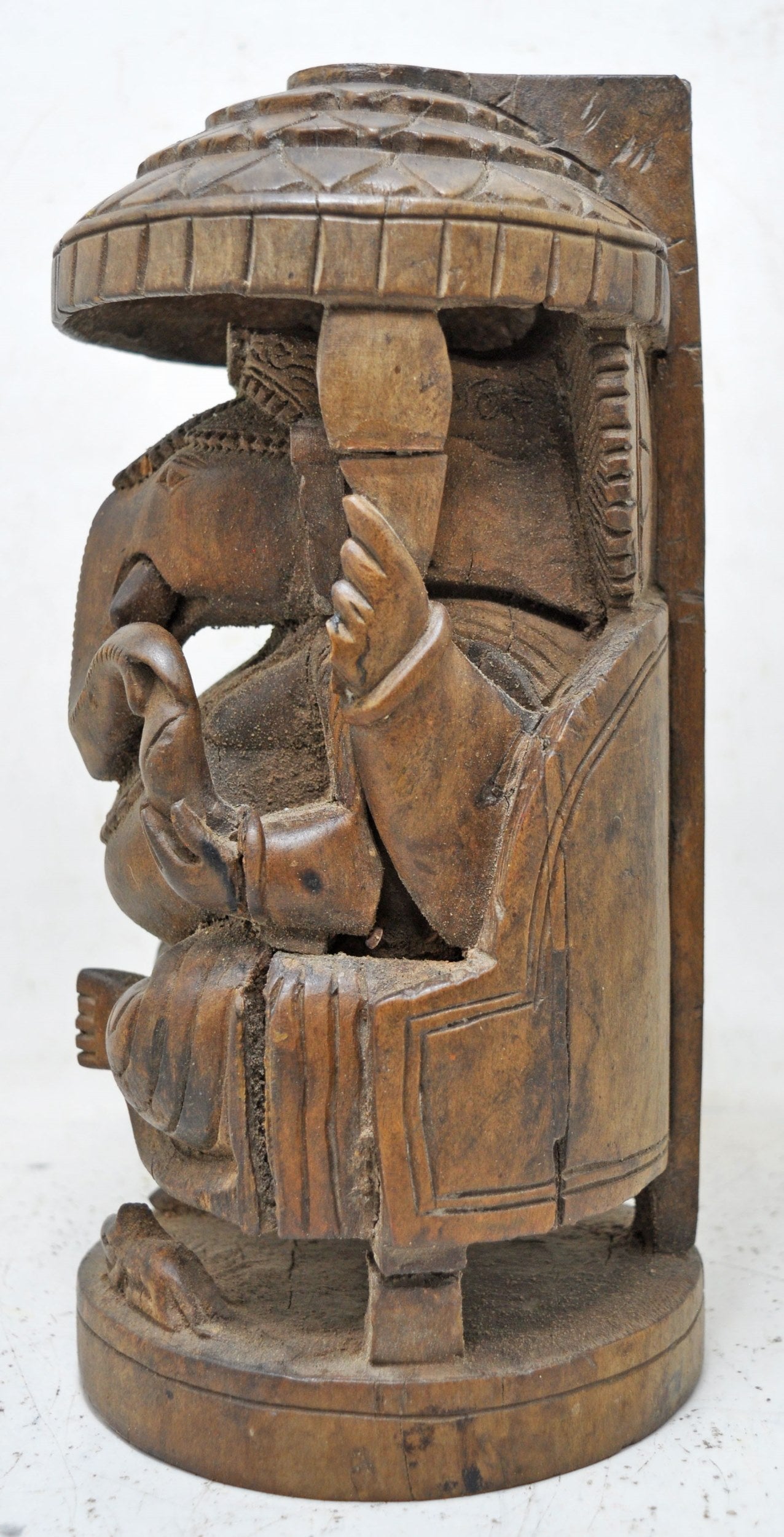 Antique Wooden God Ganesha Idol Figurine Original Old Hand Carved