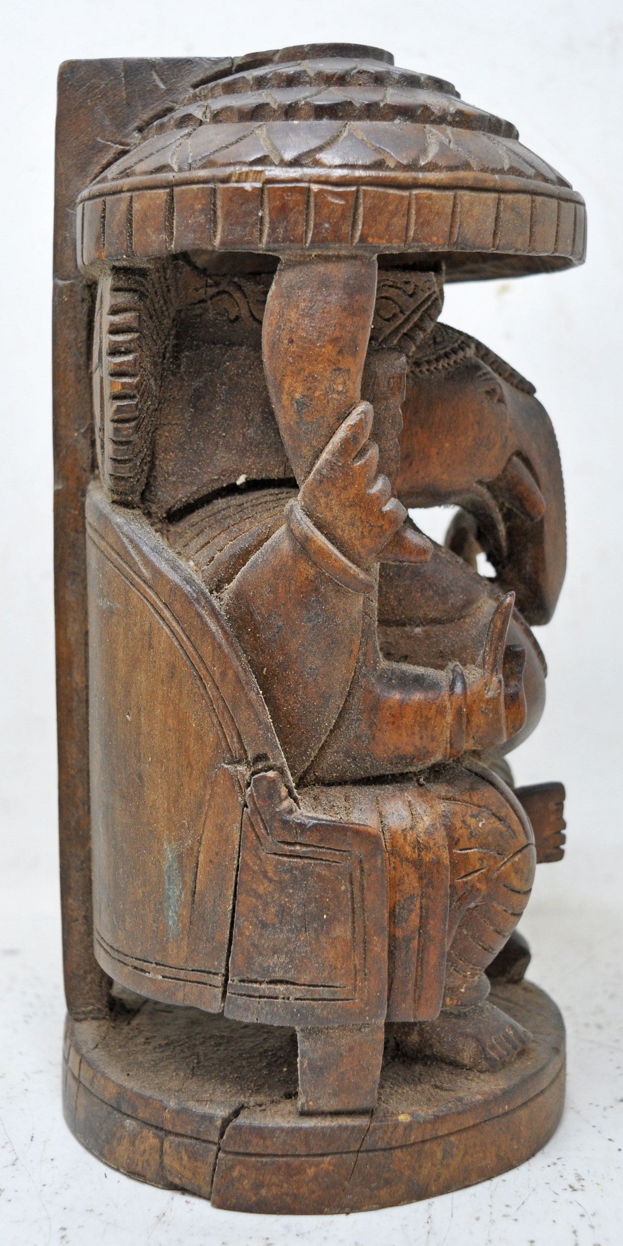 Antique Wooden God Ganesha Idol Figurine Original Old Hand Carved