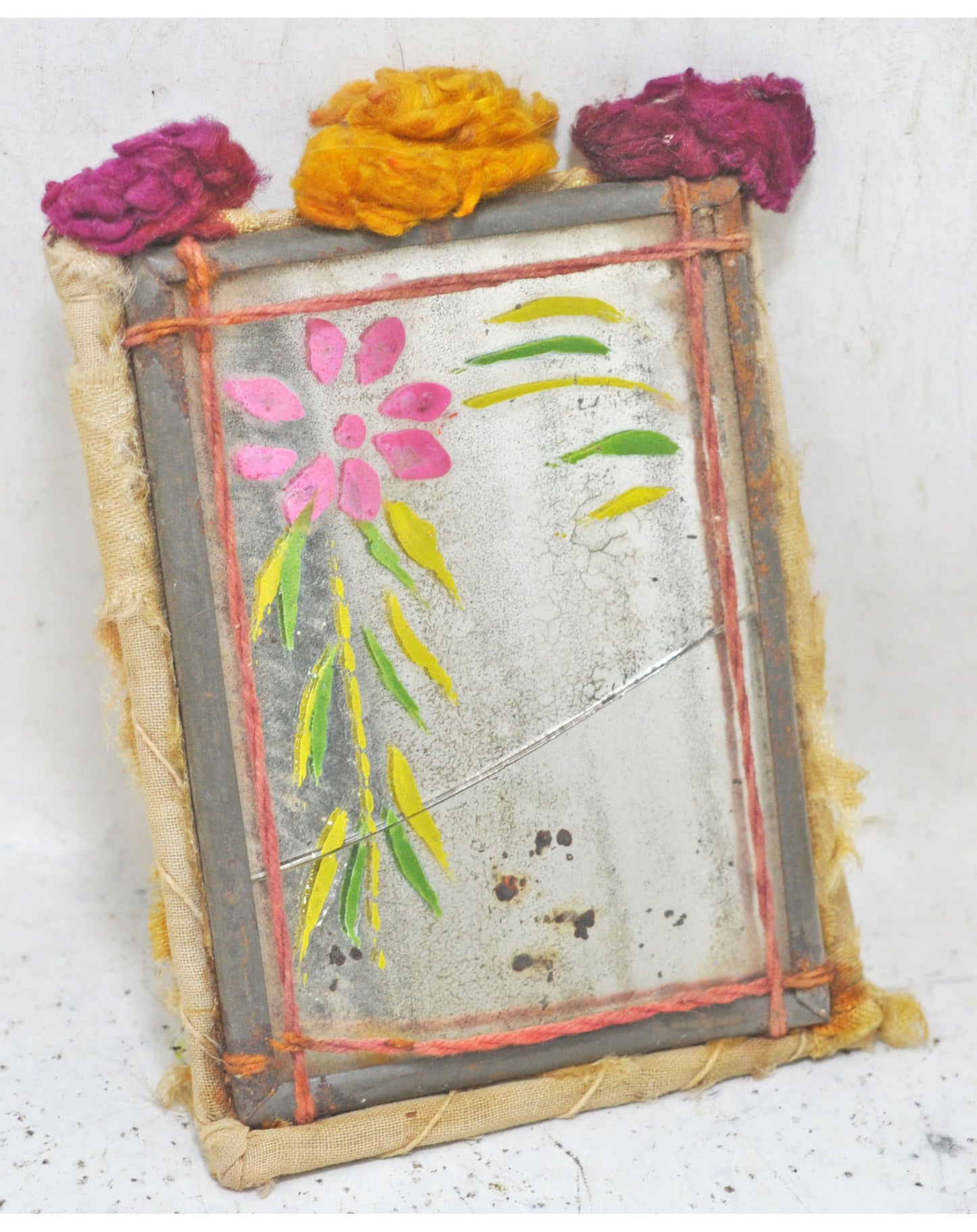 Antique Iron Small Traveling Vanity Mirror Original Old Hand Crafted