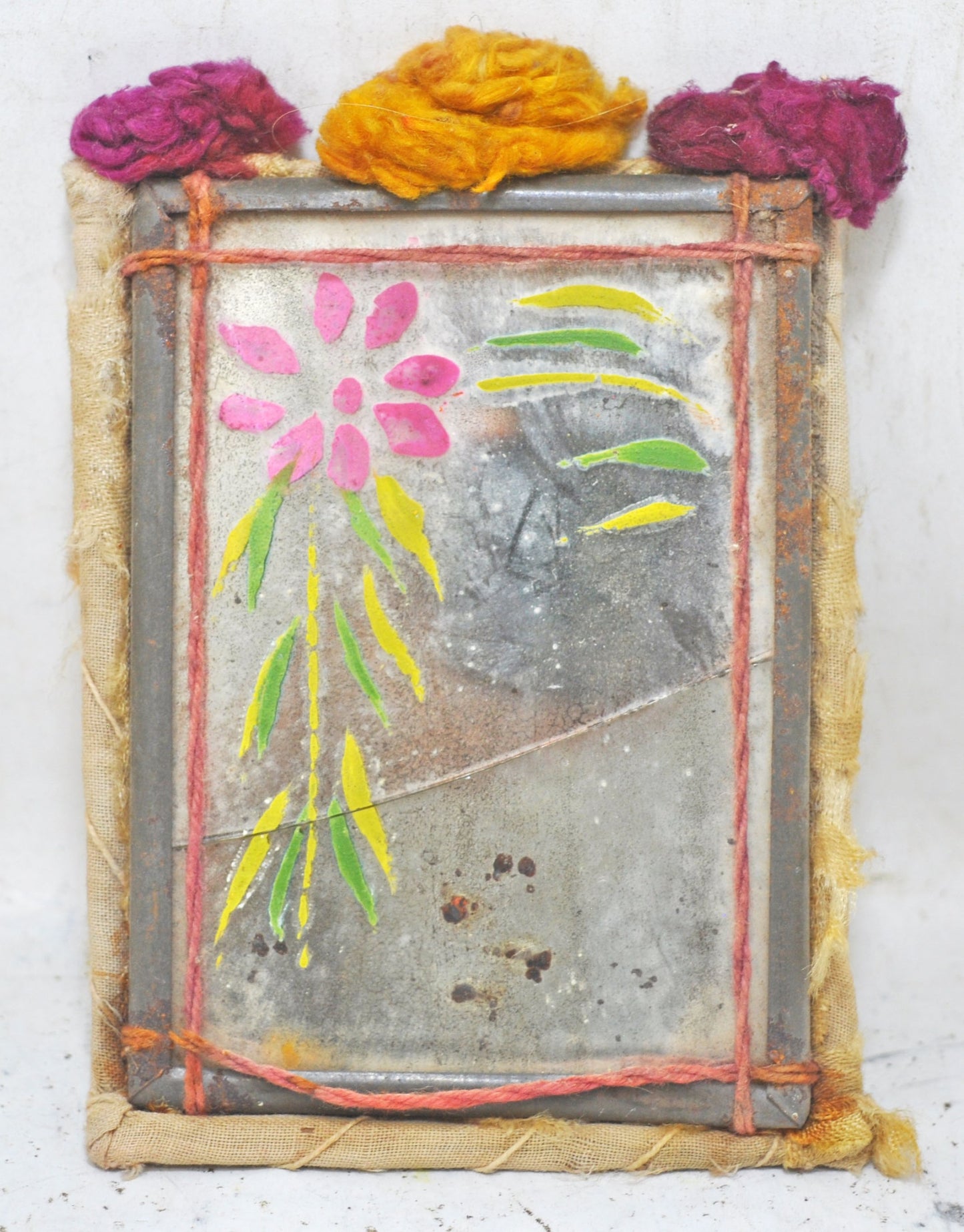 Antique Iron Small Traveling Vanity Mirror Original Old Hand Crafted