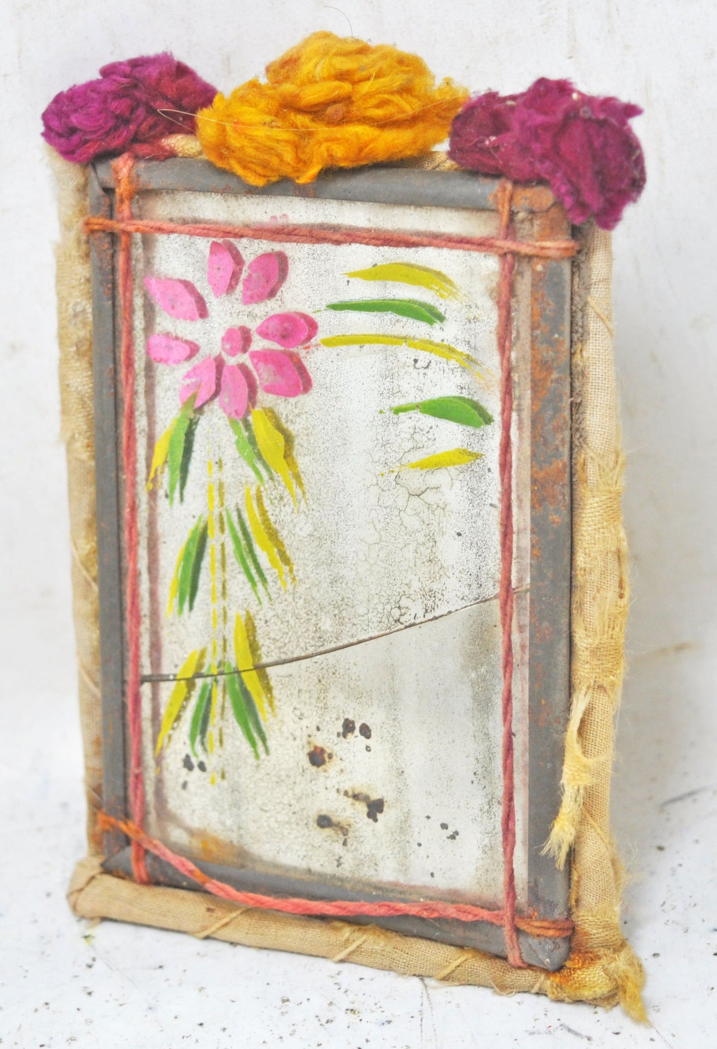 Antique Iron Small Traveling Vanity Mirror Original Old Hand Crafted