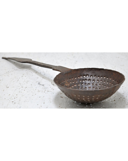 Antique Iron Kitchenware Frying Spoon Original Old Hand Crafted Engraved