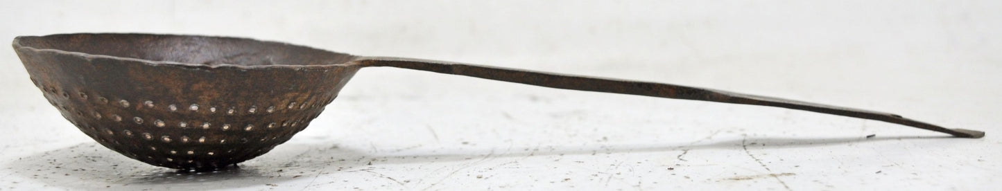 Antique Iron Kitchenware Frying Spoon Original Old Hand Crafted Engraved