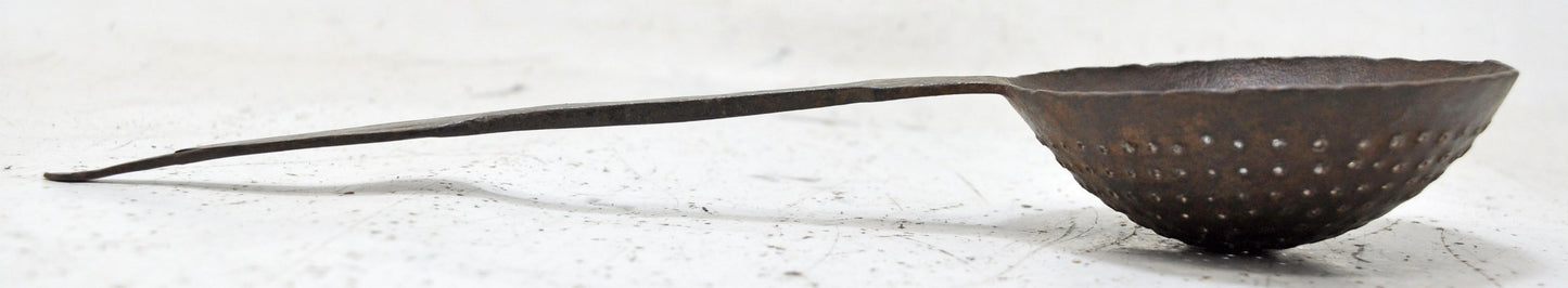 Antique Iron Kitchenware Frying Spoon Original Old Hand Crafted Engraved