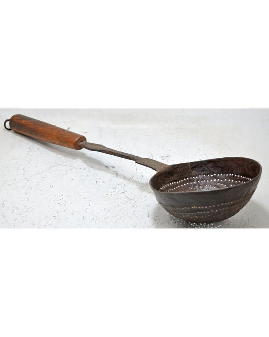 Antique Iron Kitchenware Frying Spoon Original Old Hand Crafted Engraved
