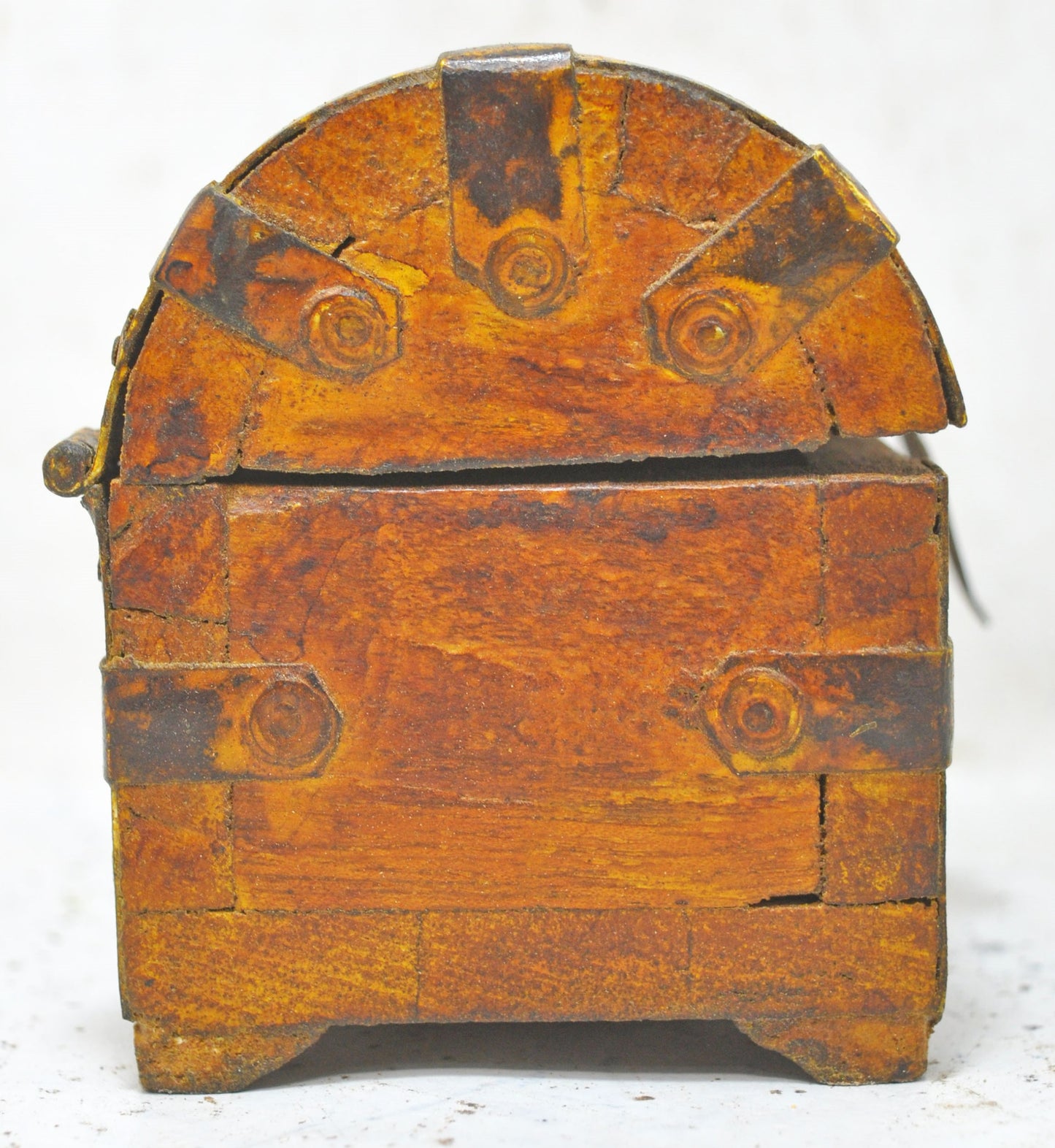 Vintage Wooden Small Half Round Top Storage Box Original Old Hand Crafted