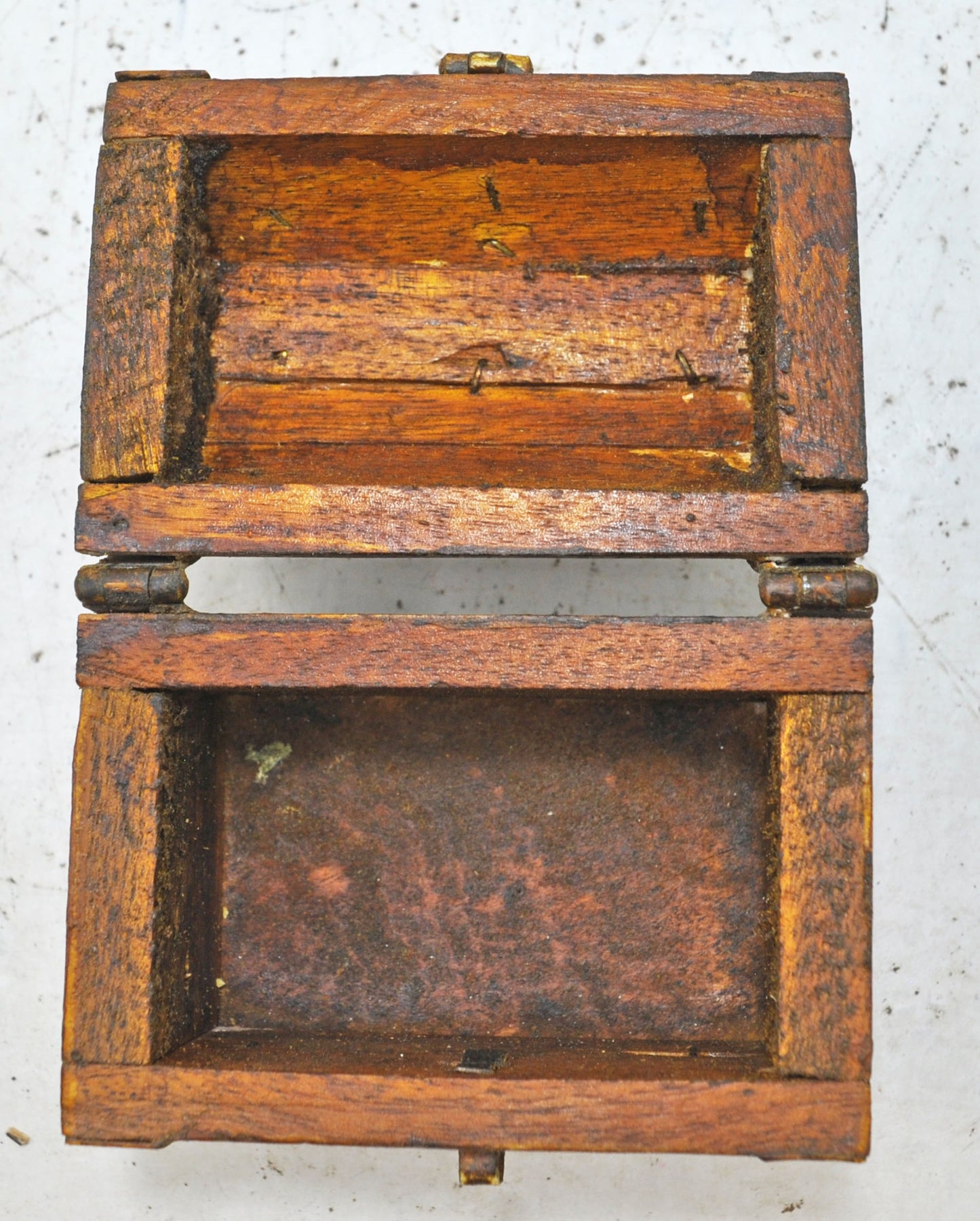 Vintage Wooden Small Half Round Top Storage Box Original Old Hand Crafted