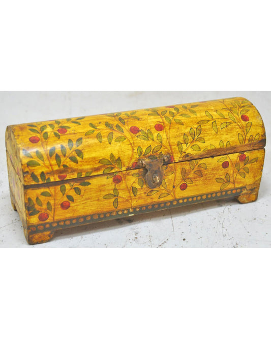 Vintage Wooden Pencil Stationary Box Original Old Hand Crafted Floral Painted