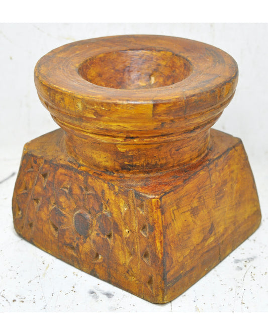 Antique Wooden Agricultural Seed Holder Bijni Original Old Hand Carved