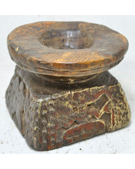 Antique Wooden Agricultural Seed Holder Bijni Original Old Hand Carved