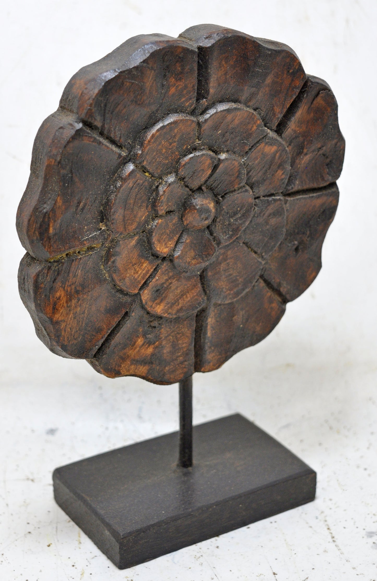 Antique Wooden Flower Carving Panel Plaque Original Old Hand Carved