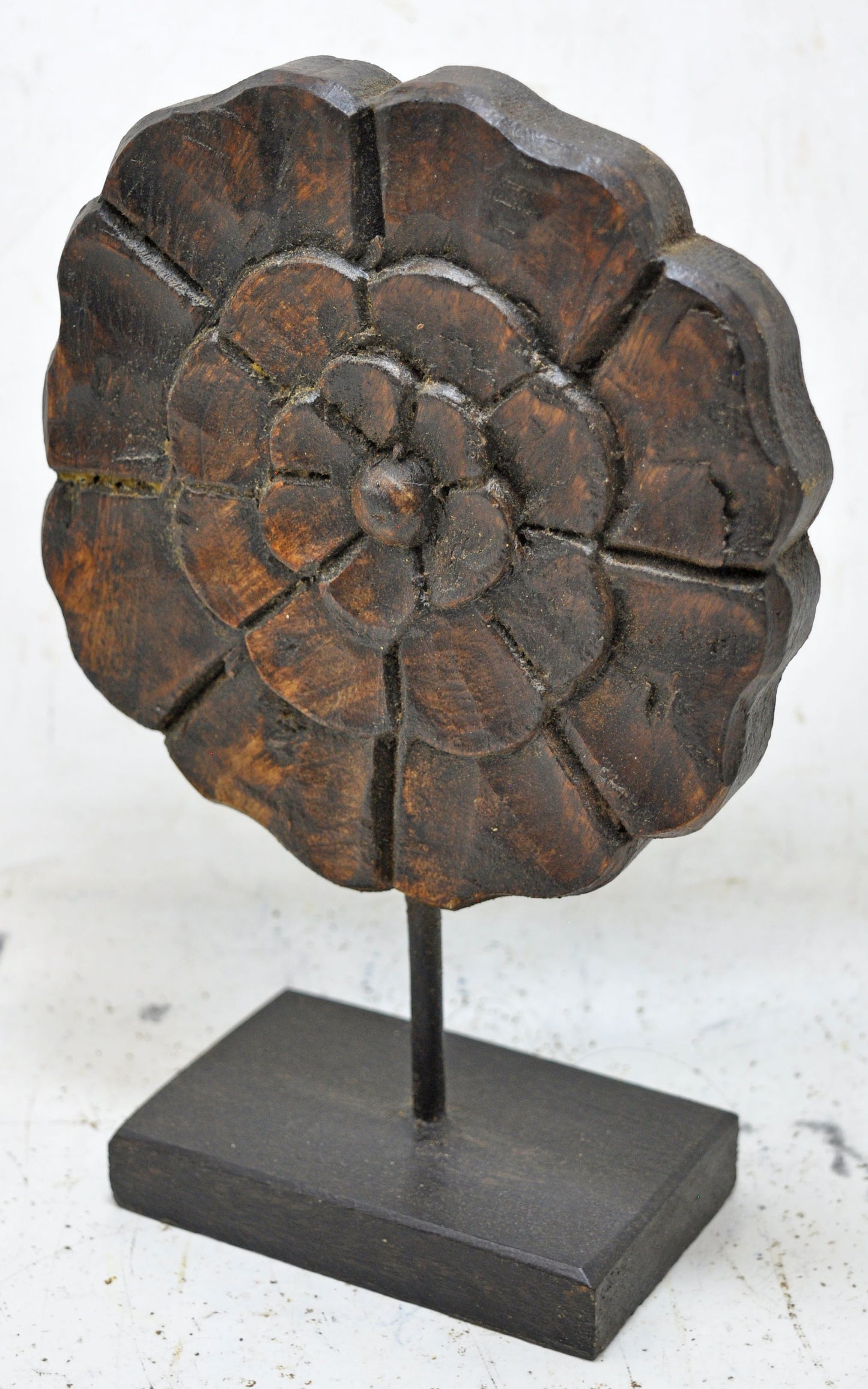 Antique Wooden Flower Carving Panel Plaque Original Old Hand Carved